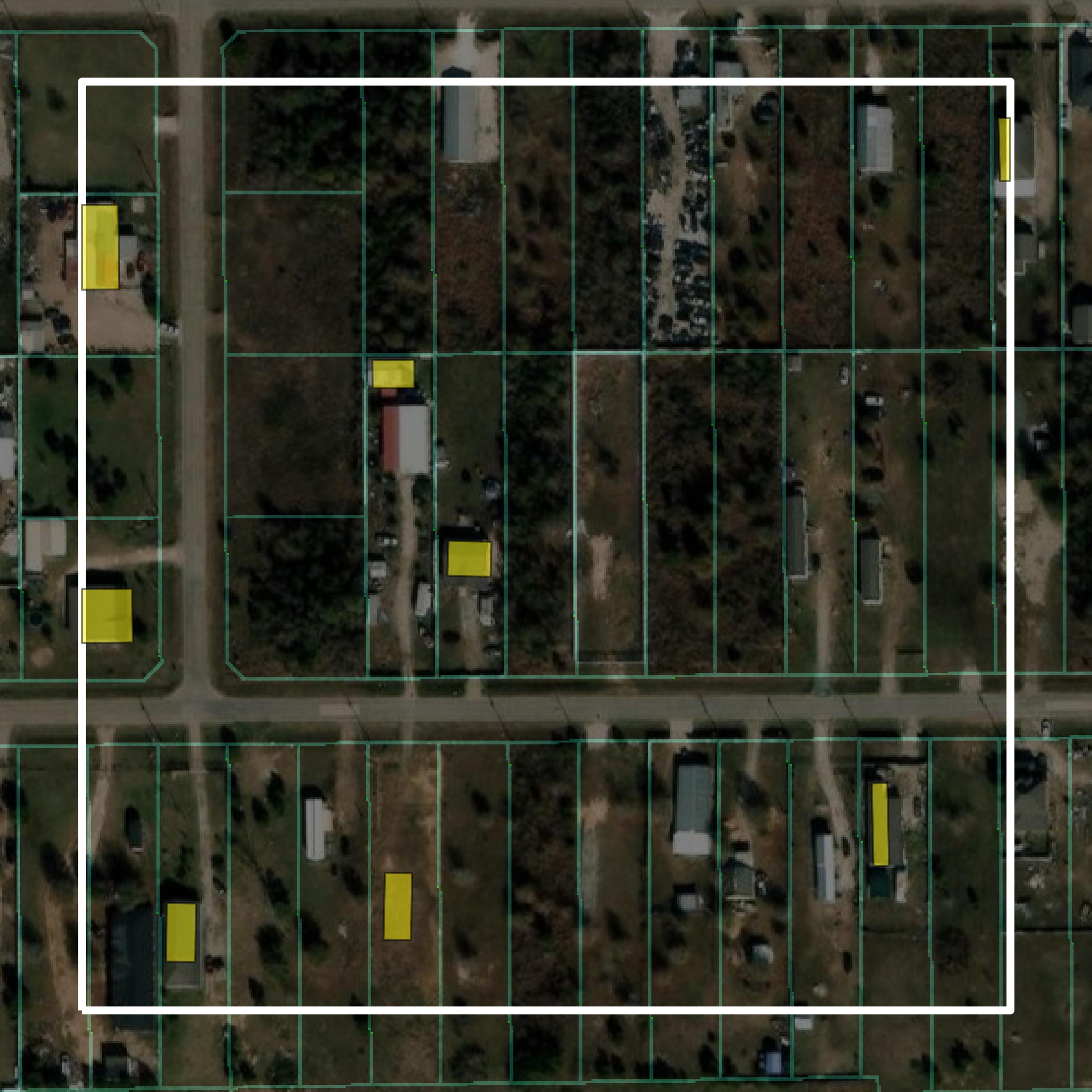 This image shows parcel and building data in Liberty County created using GIS data in Equator.