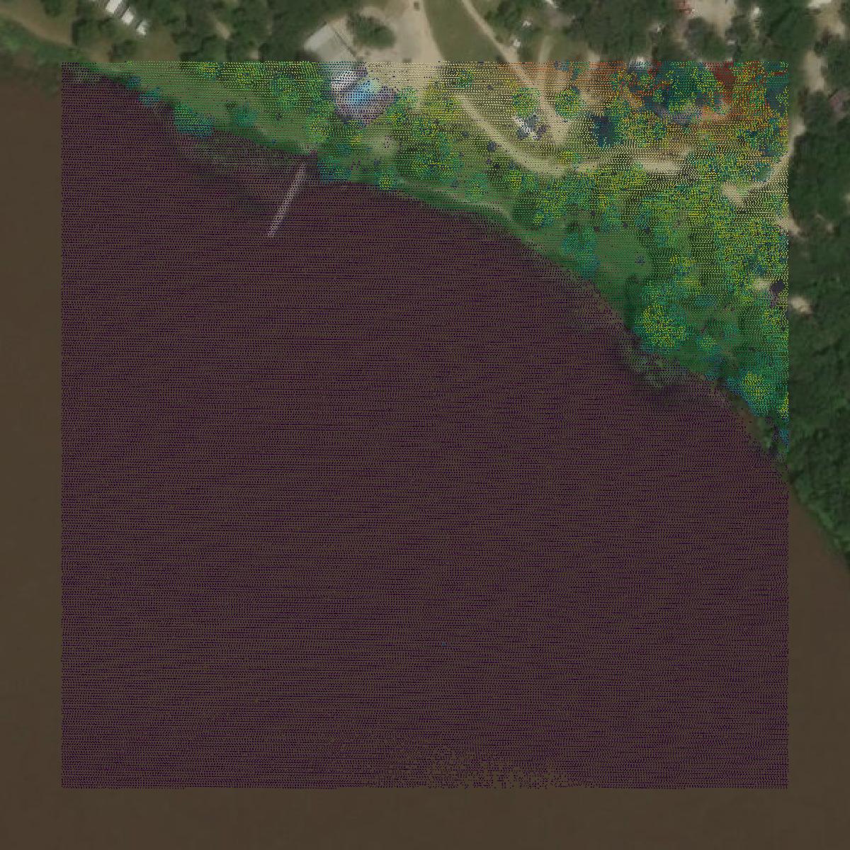 This image shows a LiDAR point cloud in Limestone County created using GIS data in Equator.