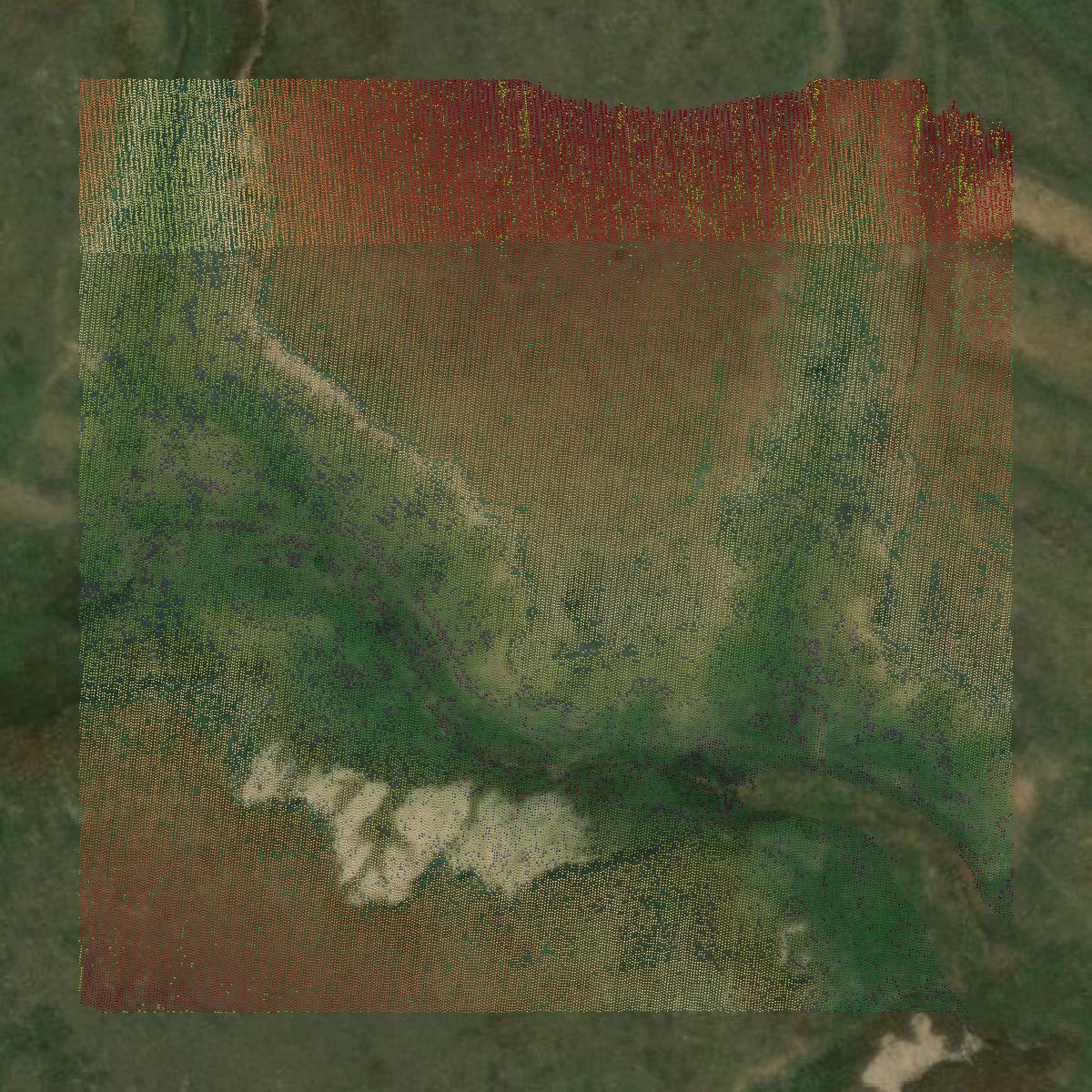 This image shows a LiDAR point cloud in Lipscomb County created using GIS data in Equator.