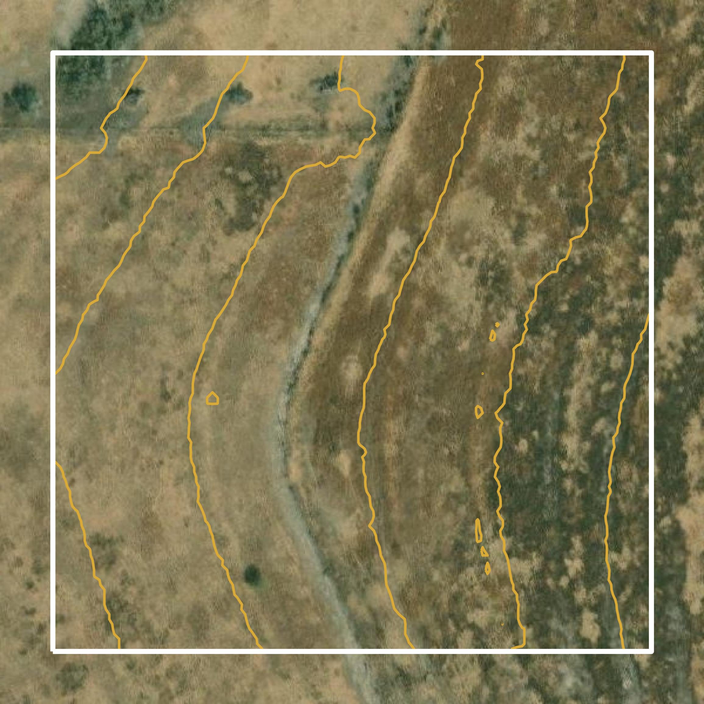 This image shows a contour map in Live Oak County created using GIS data in Equator.