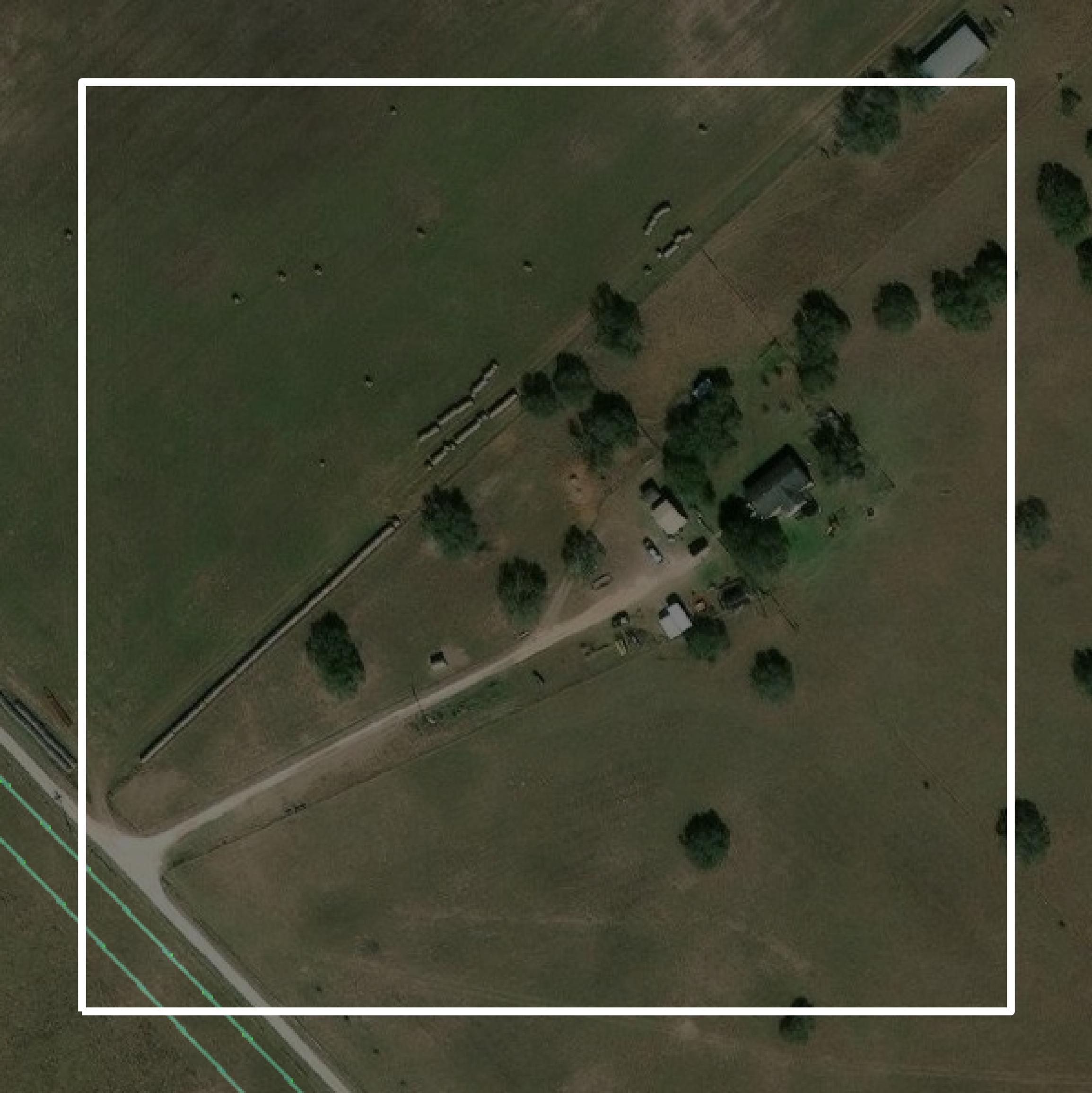 This image shows parcel and building data in Live Oak County created using GIS data in Equator.