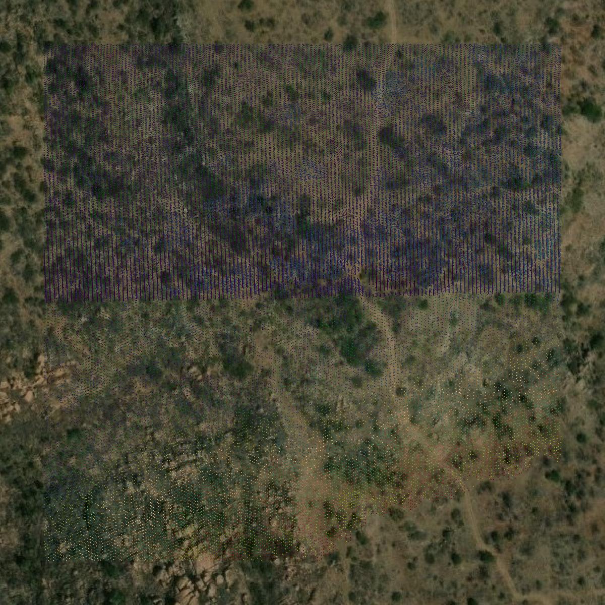 This image shows a LiDAR point cloud in Llano County created using GIS data in Equator.