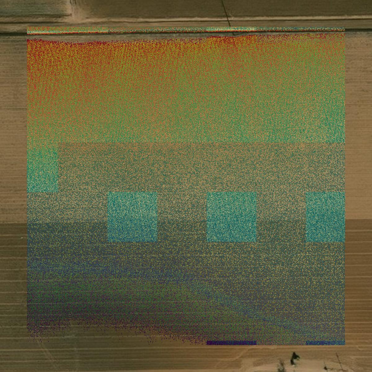 This image shows a LiDAR point cloud in Lubbock County created using GIS data in Equator.