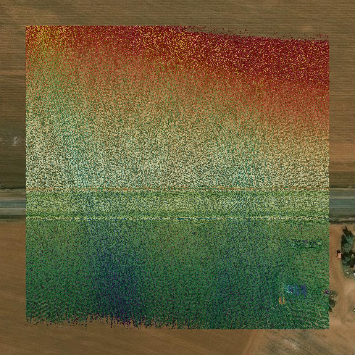 This image shows a LiDAR point cloud in Lynn County created using GIS data in Equator.