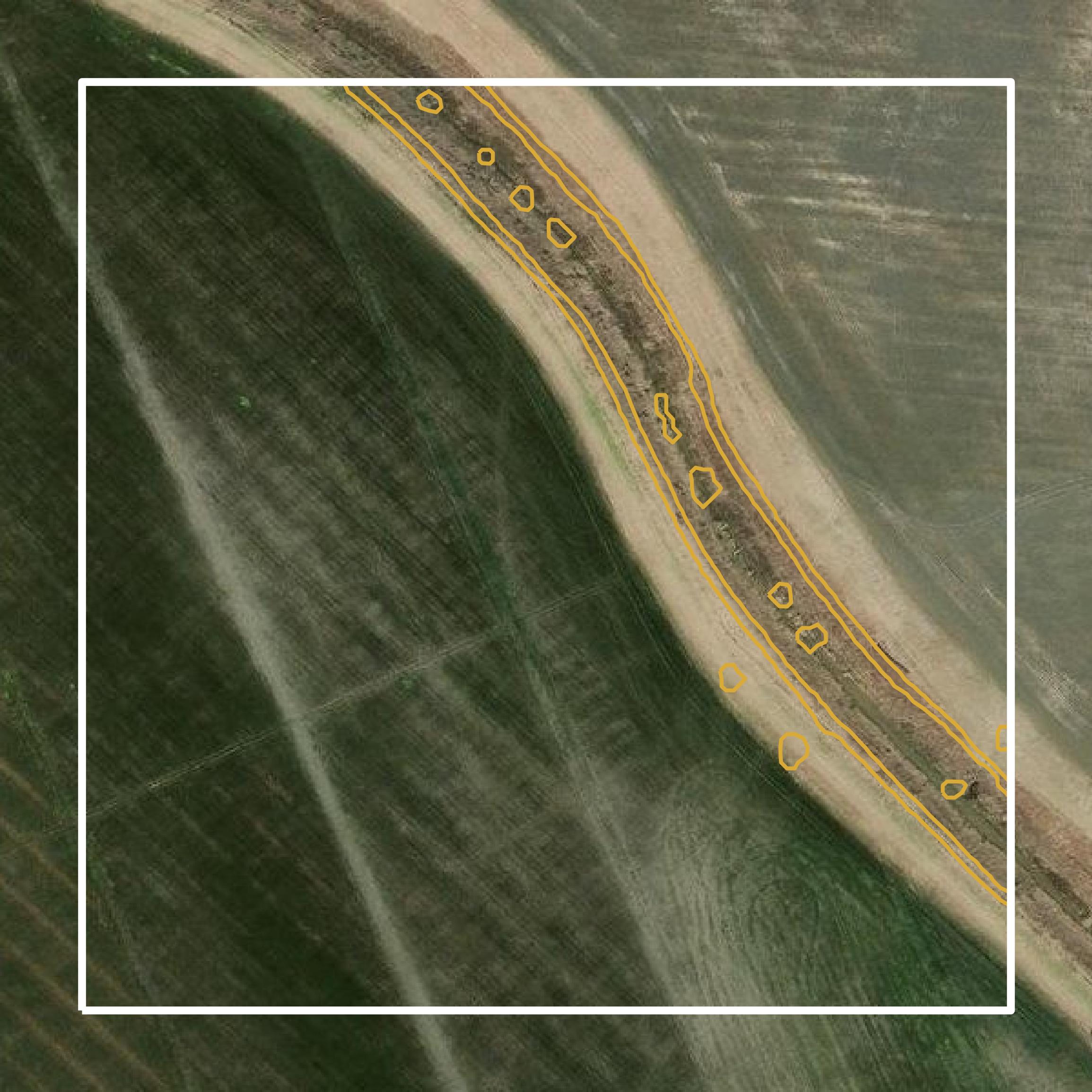 This image shows a contour map in Matagorda County created using GIS data in Equator.