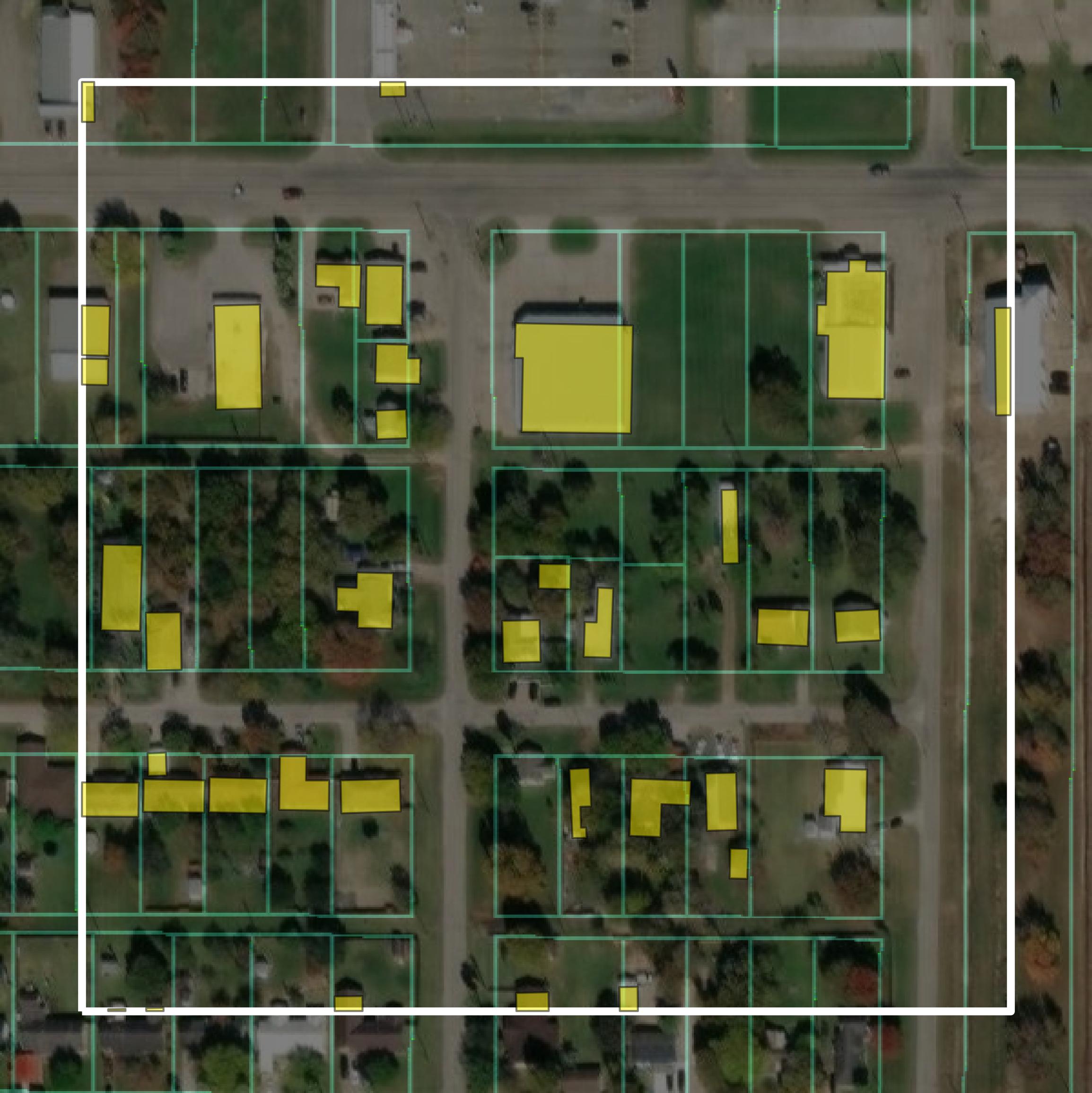 This image shows parcel and building data in Matagorda County created using GIS data in Equator.