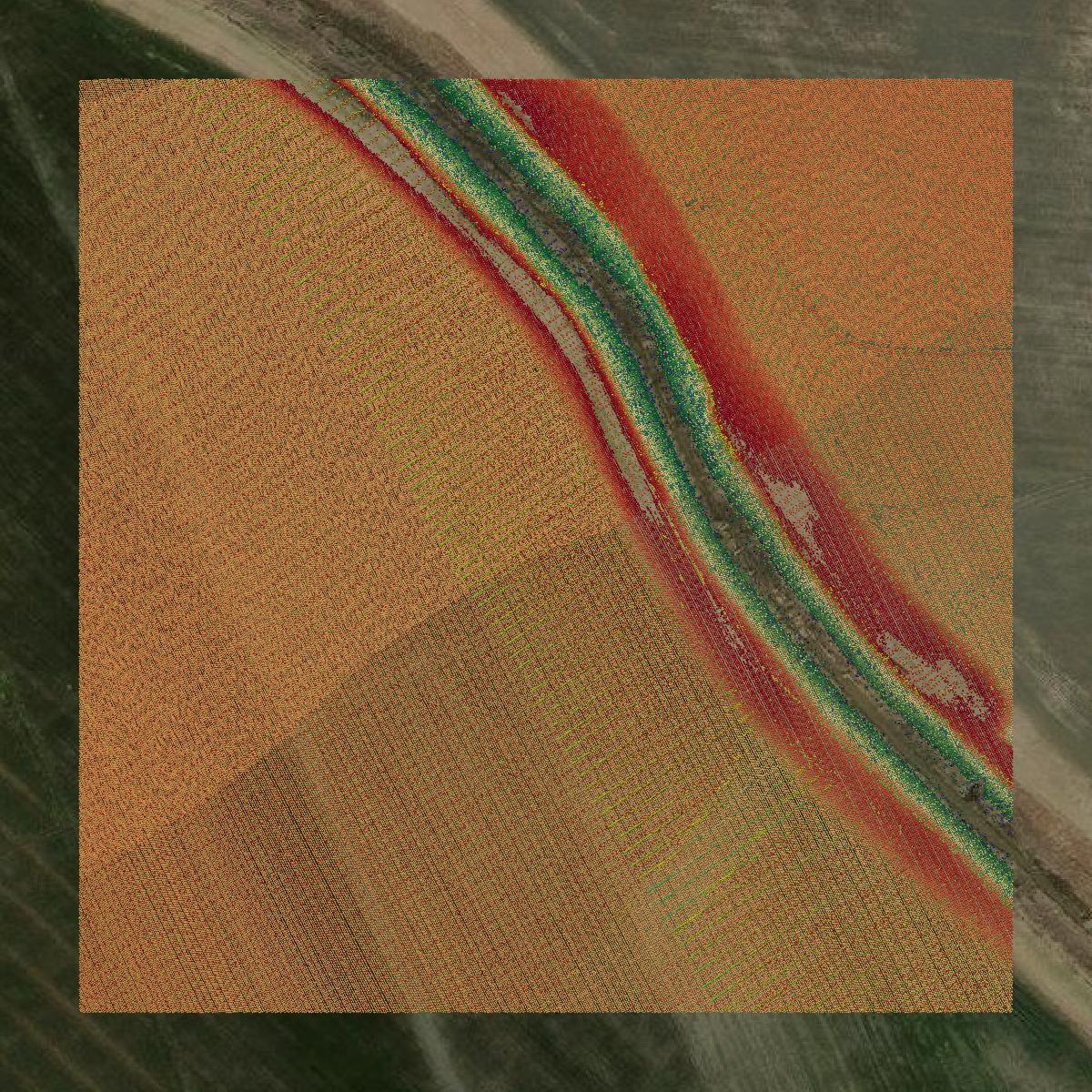 This image shows a LiDAR point cloud in Matagorda County created using GIS data in Equator.