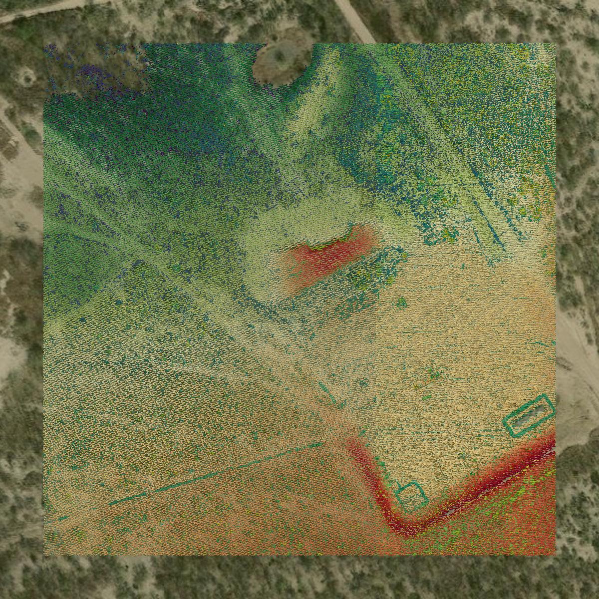 This image shows a LiDAR point cloud in Maverick County created using GIS data in Equator.