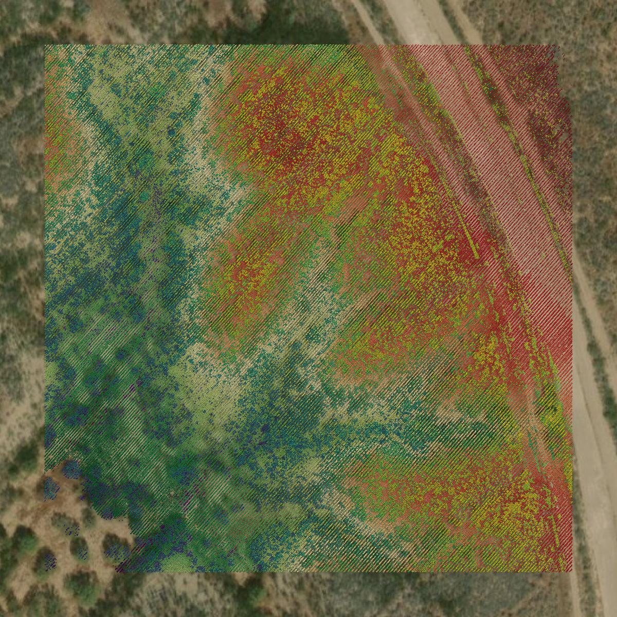 This image shows a LiDAR point cloud in Maverick County created using GIS data in Equator.