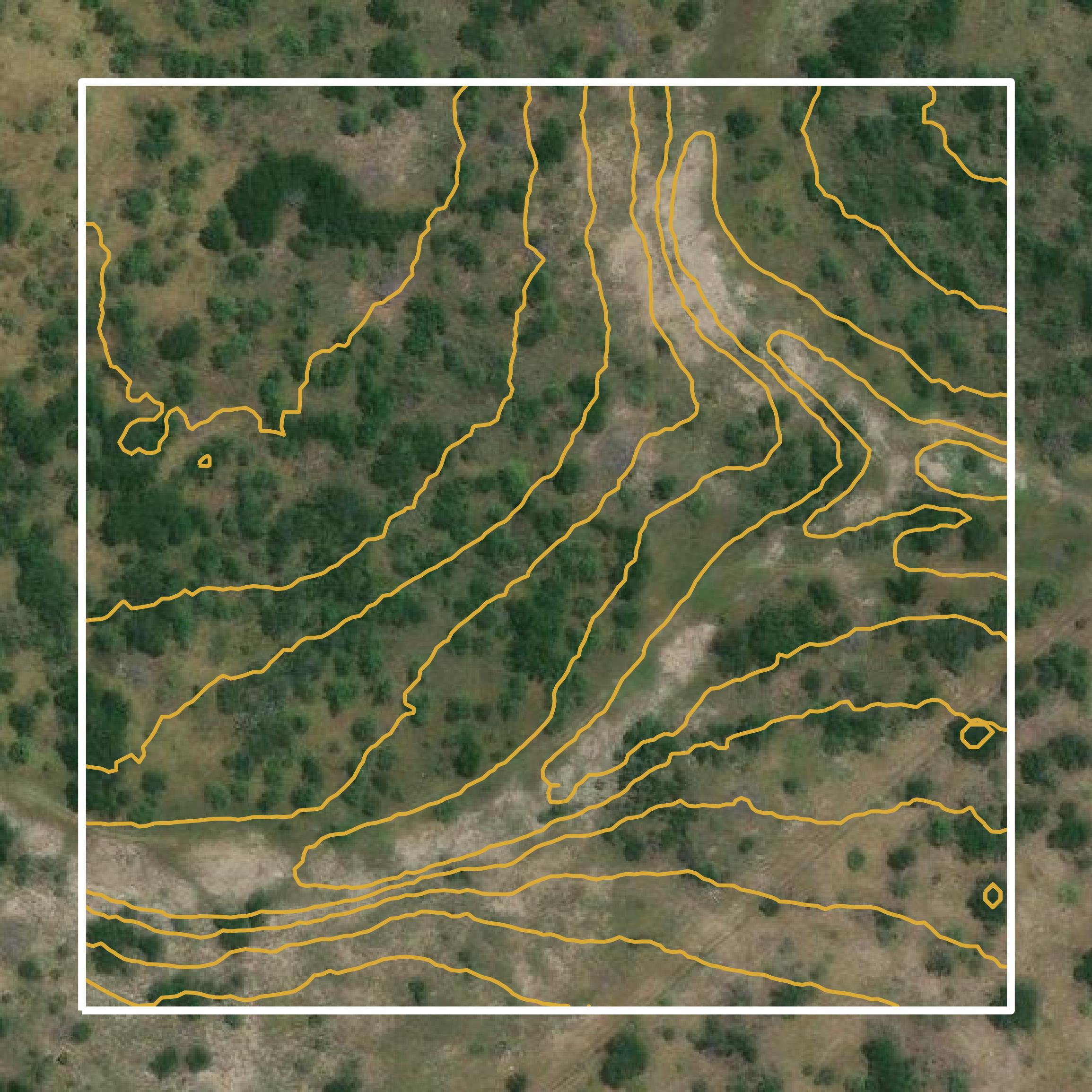 This image shows a contour map in McCulloch County created using GIS data in Equator.