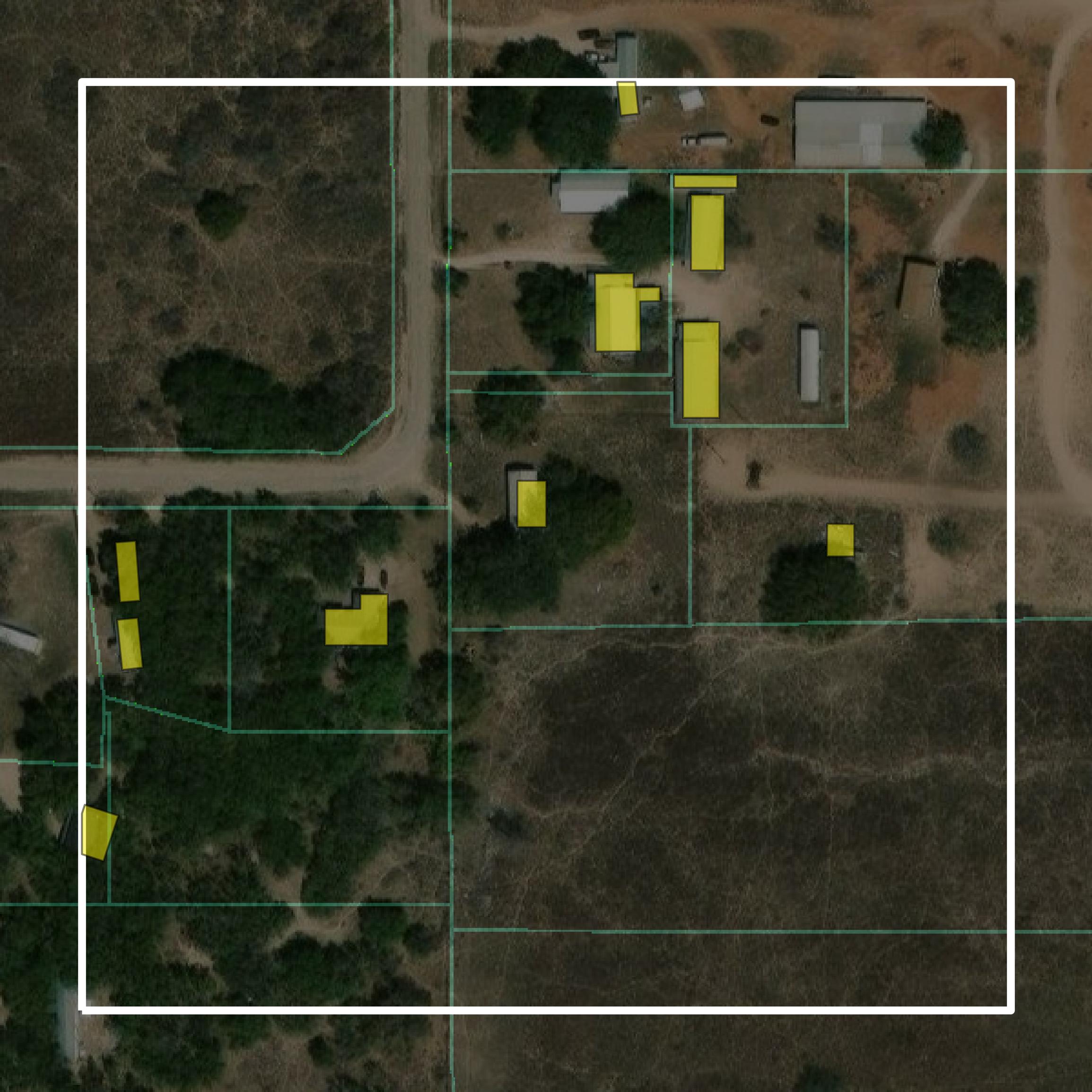This image shows parcel and building data in Medina County created using GIS data in Equator.