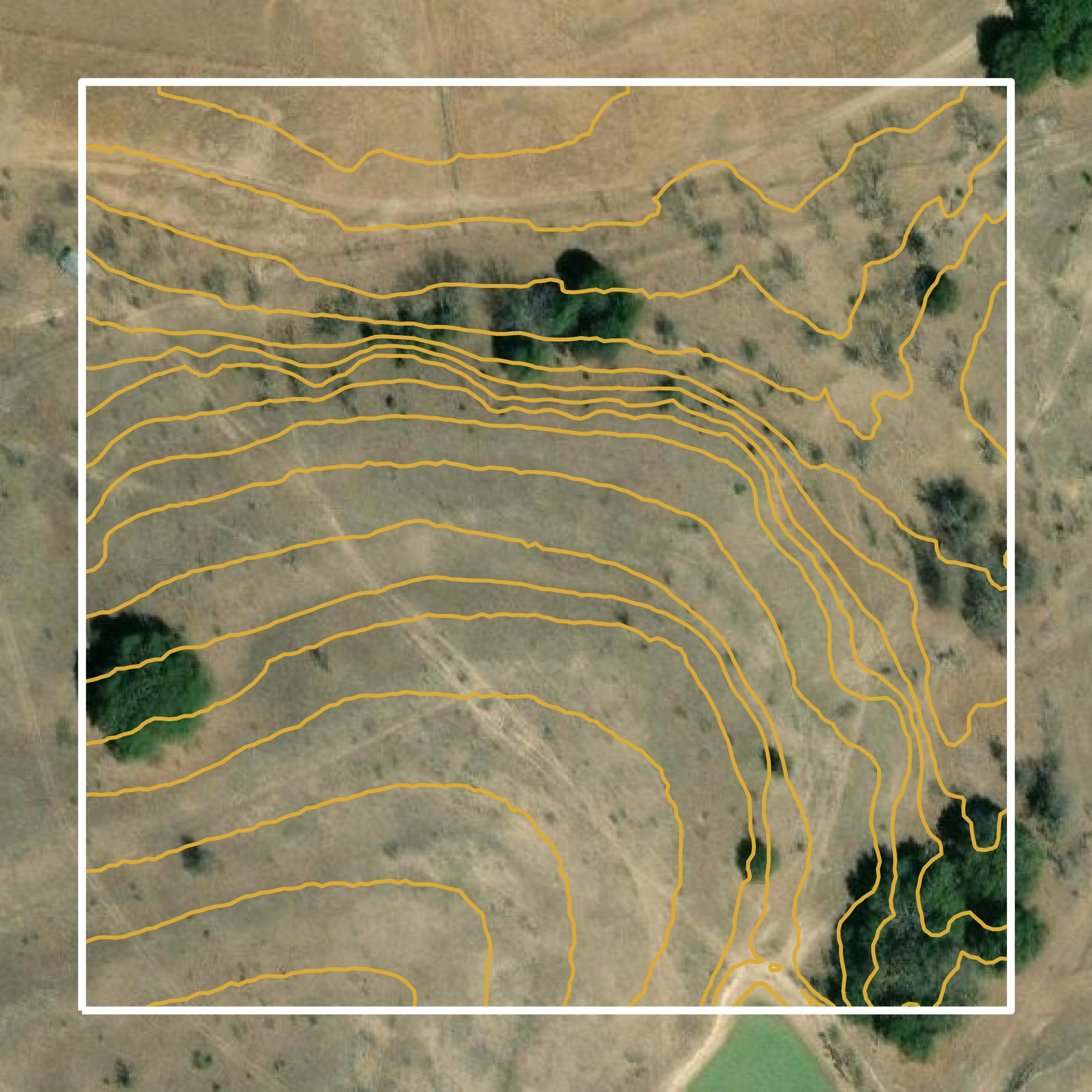 This image shows a contour map in Mills County created using GIS data in Equator.