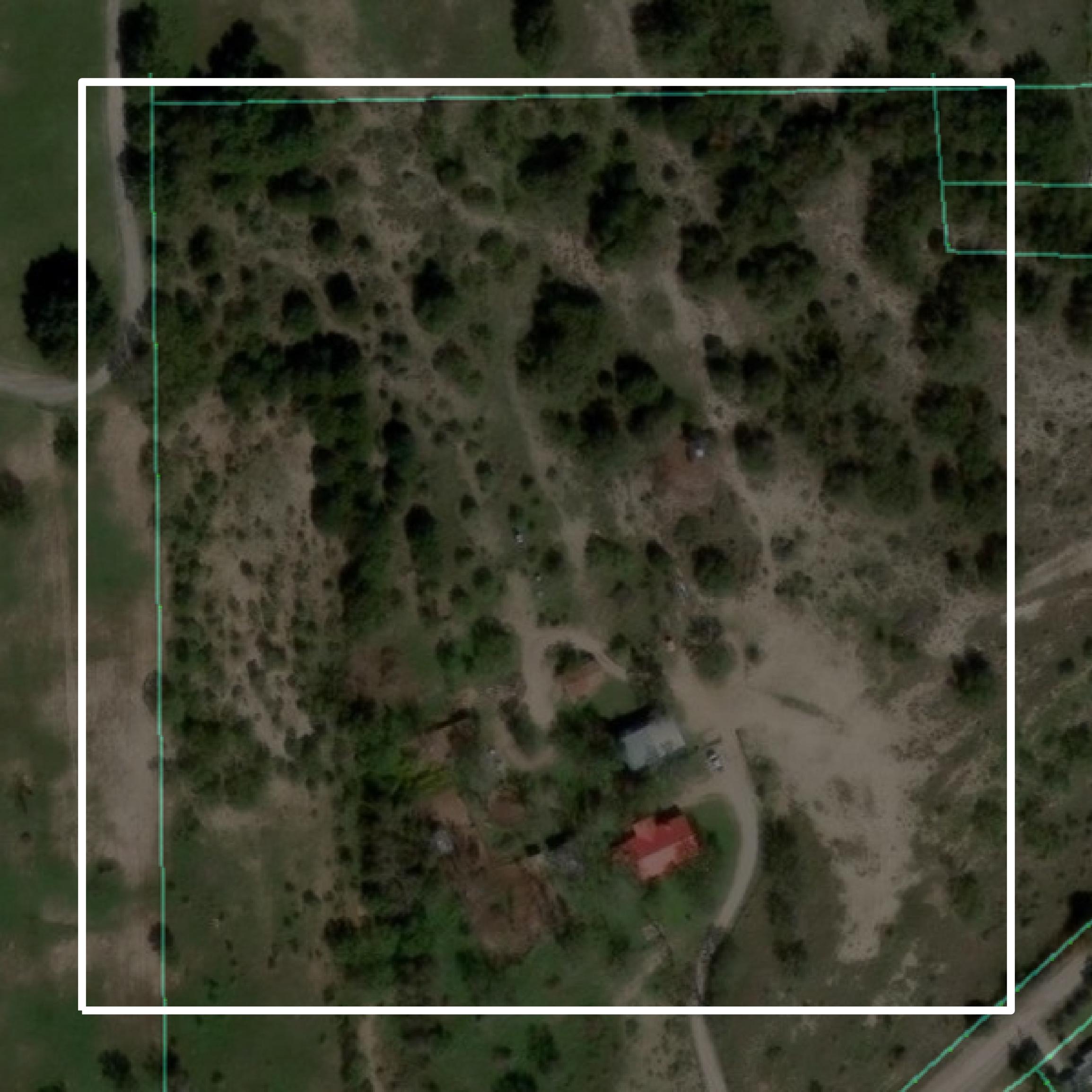 This image shows parcel and building data in Mills County created using GIS data in Equator.