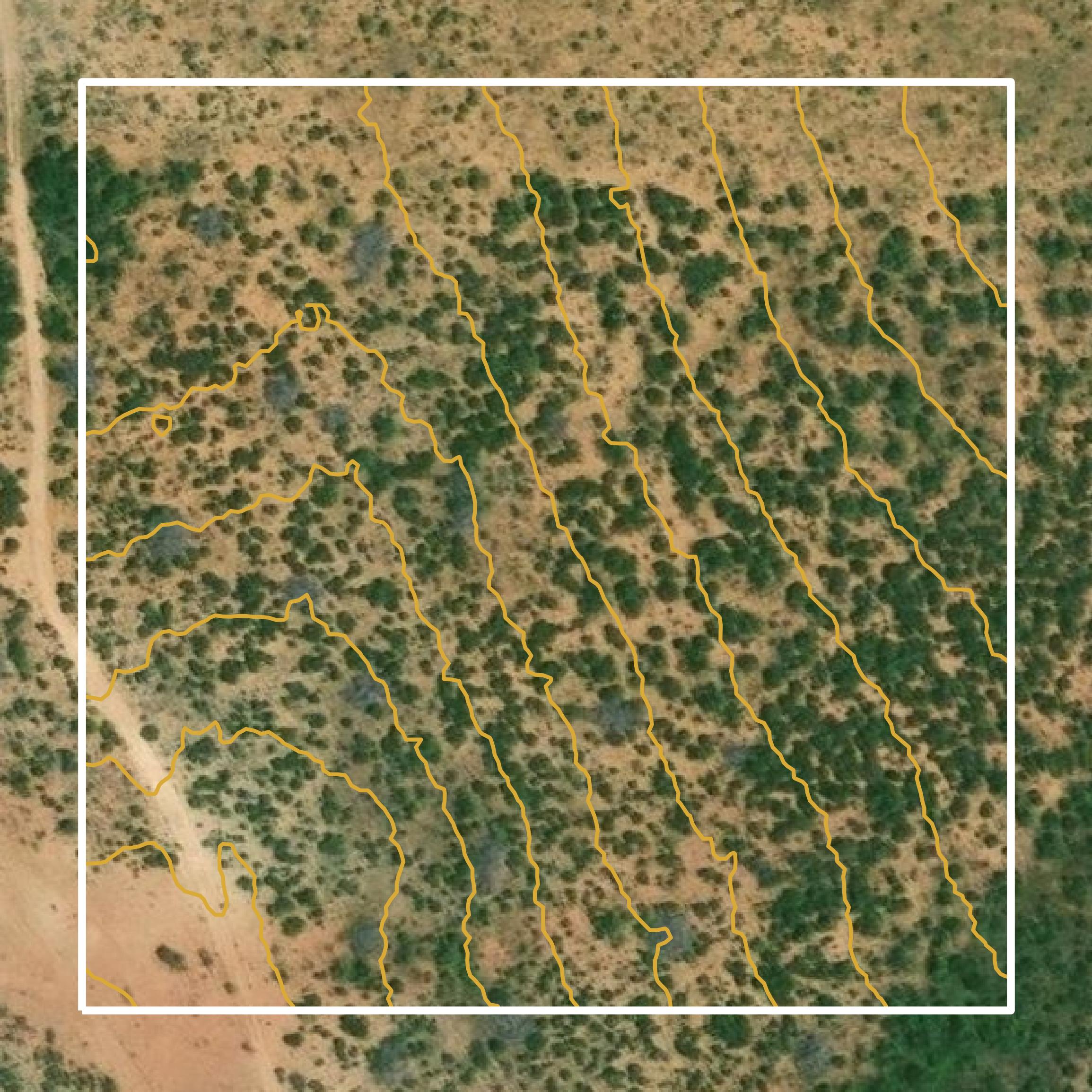 This image shows a contour map in Mitchell County created using GIS data in Equator.