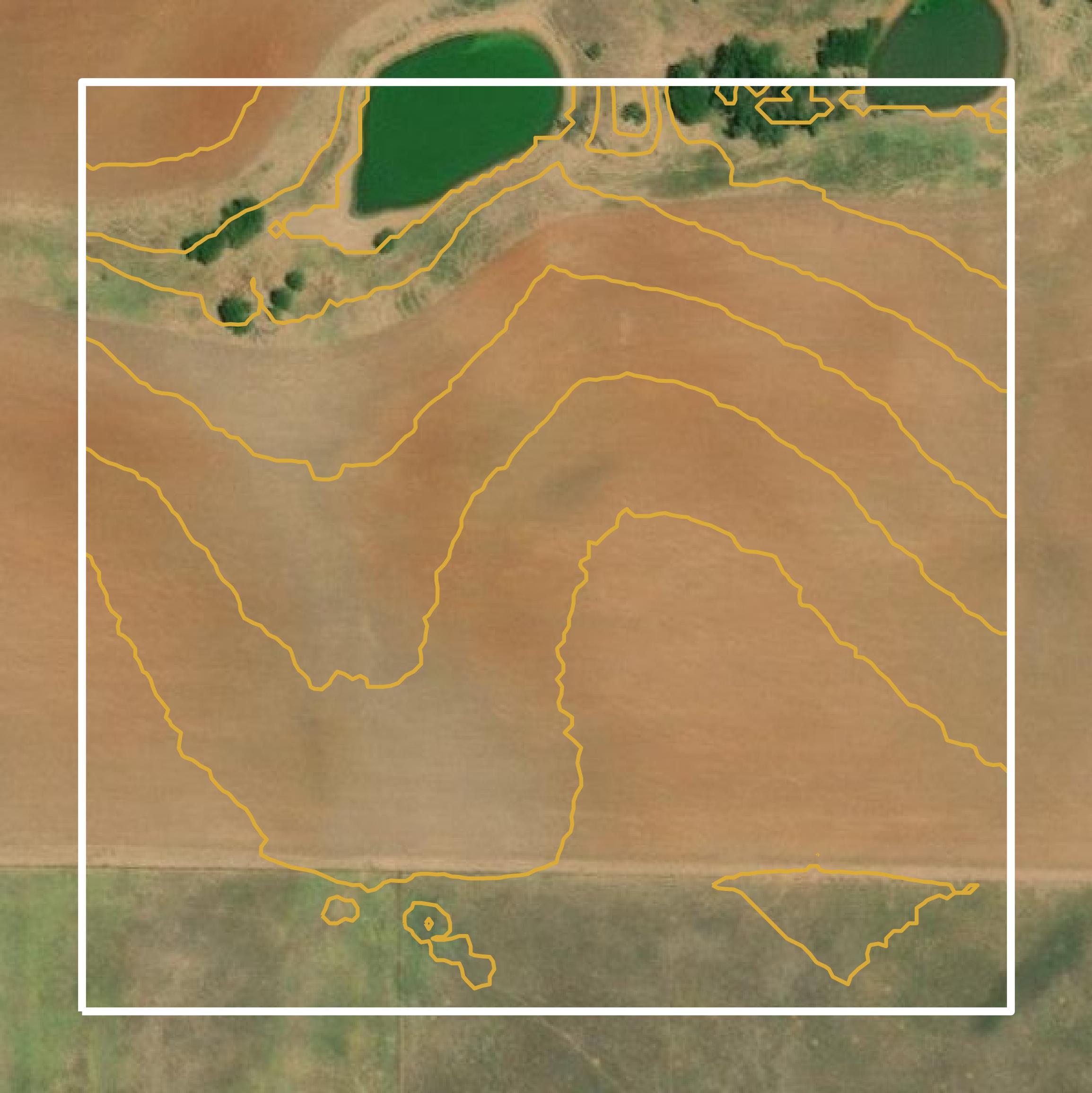 This image shows a contour map in Montague County created using GIS data in Equator.
