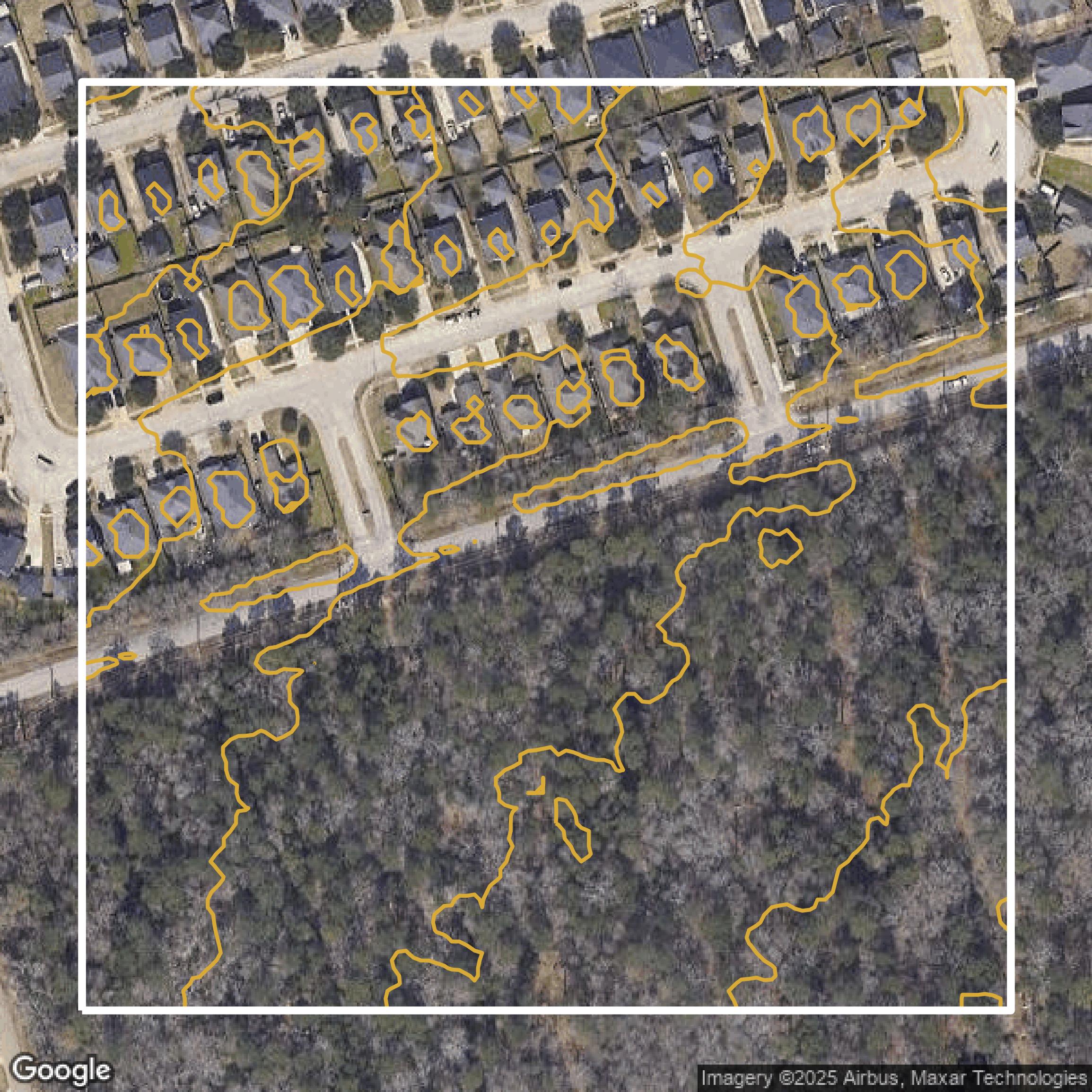 This image shows a contour map in Montgomery County created using GIS data in Equator.