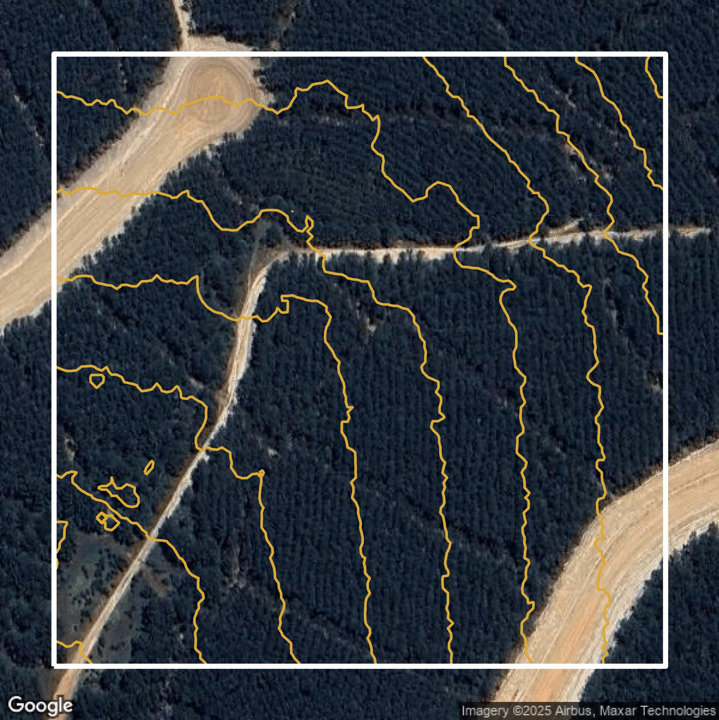 This image shows a contour map in Montgomery County created using GIS data in Equator.