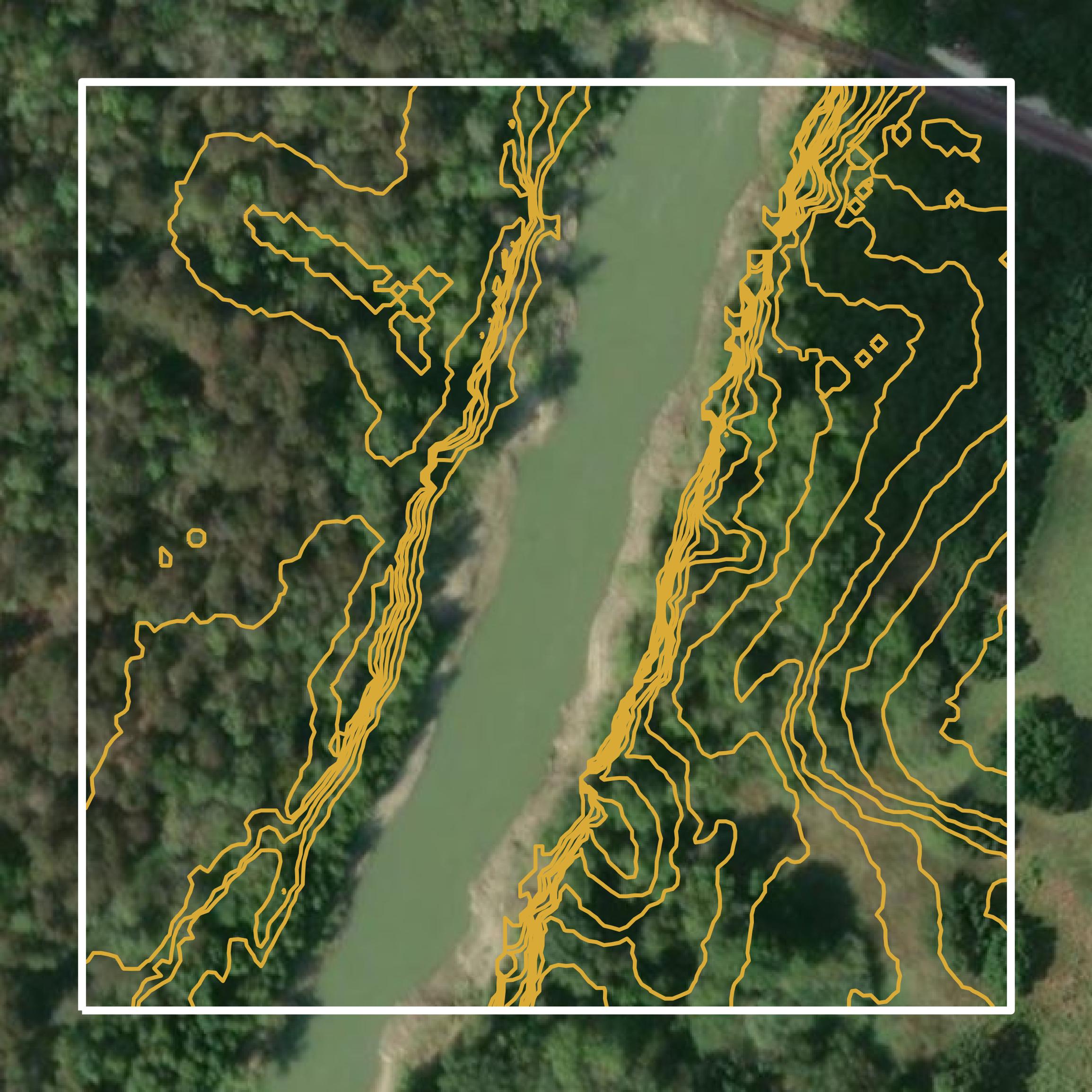This image shows a contour map in Navarro County created using GIS data in Equator.