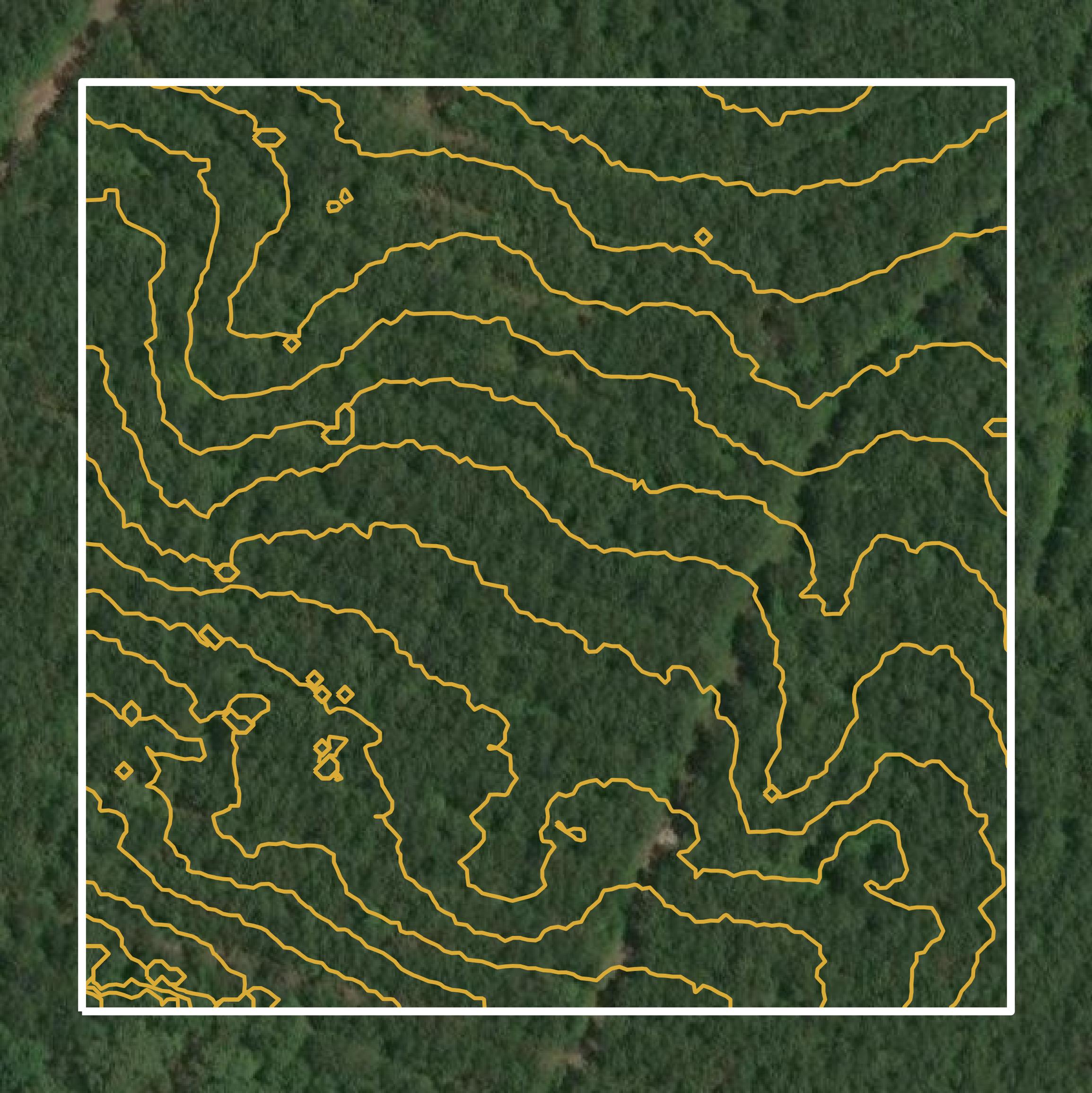 This image shows a contour map in Newton County created using GIS data in Equator.