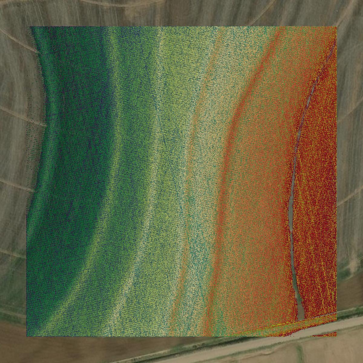 This image shows a LiDAR point cloud in Nolan County created using GIS data in Equator.