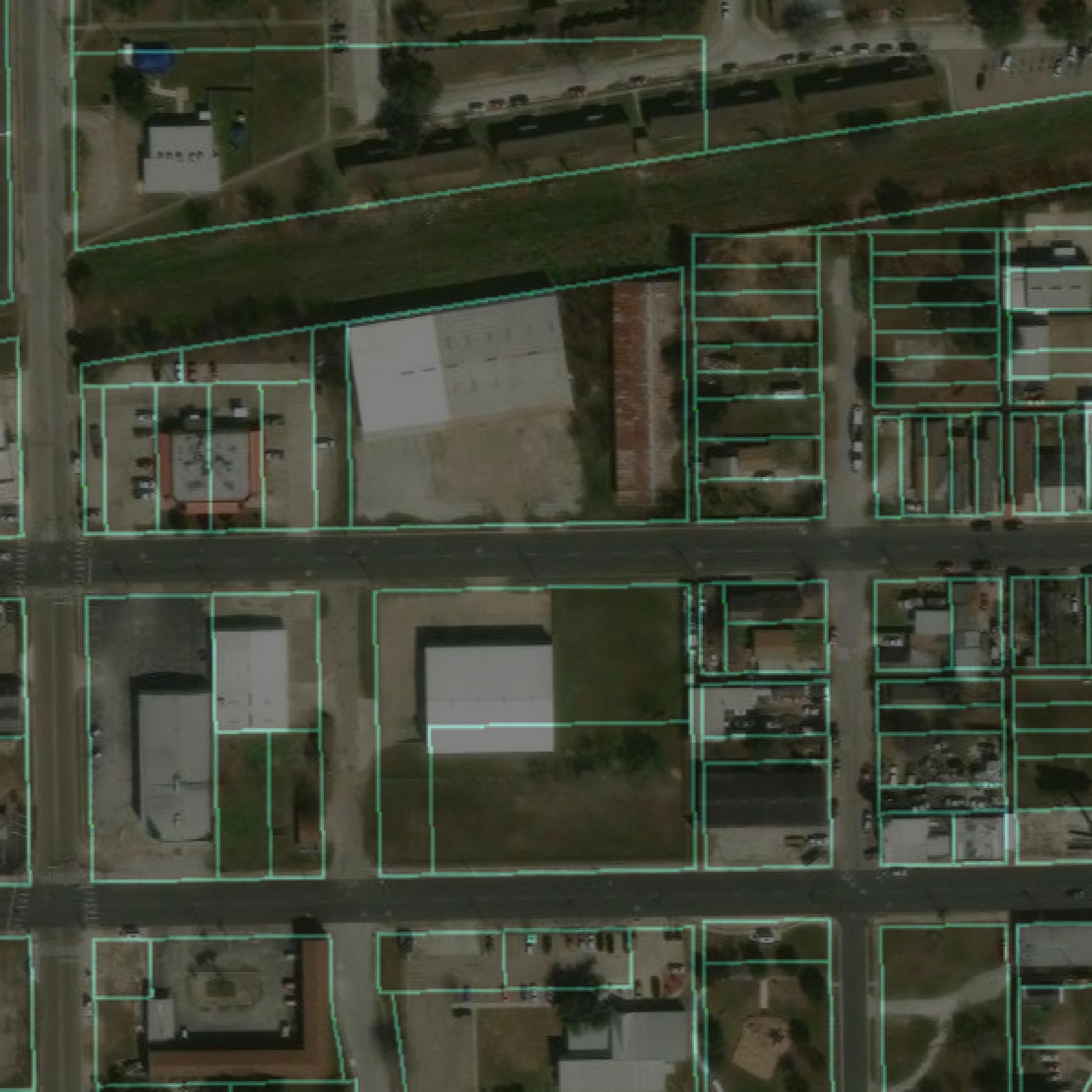This image shows parcel and building data in Nueces County created using GIS data in Equator.