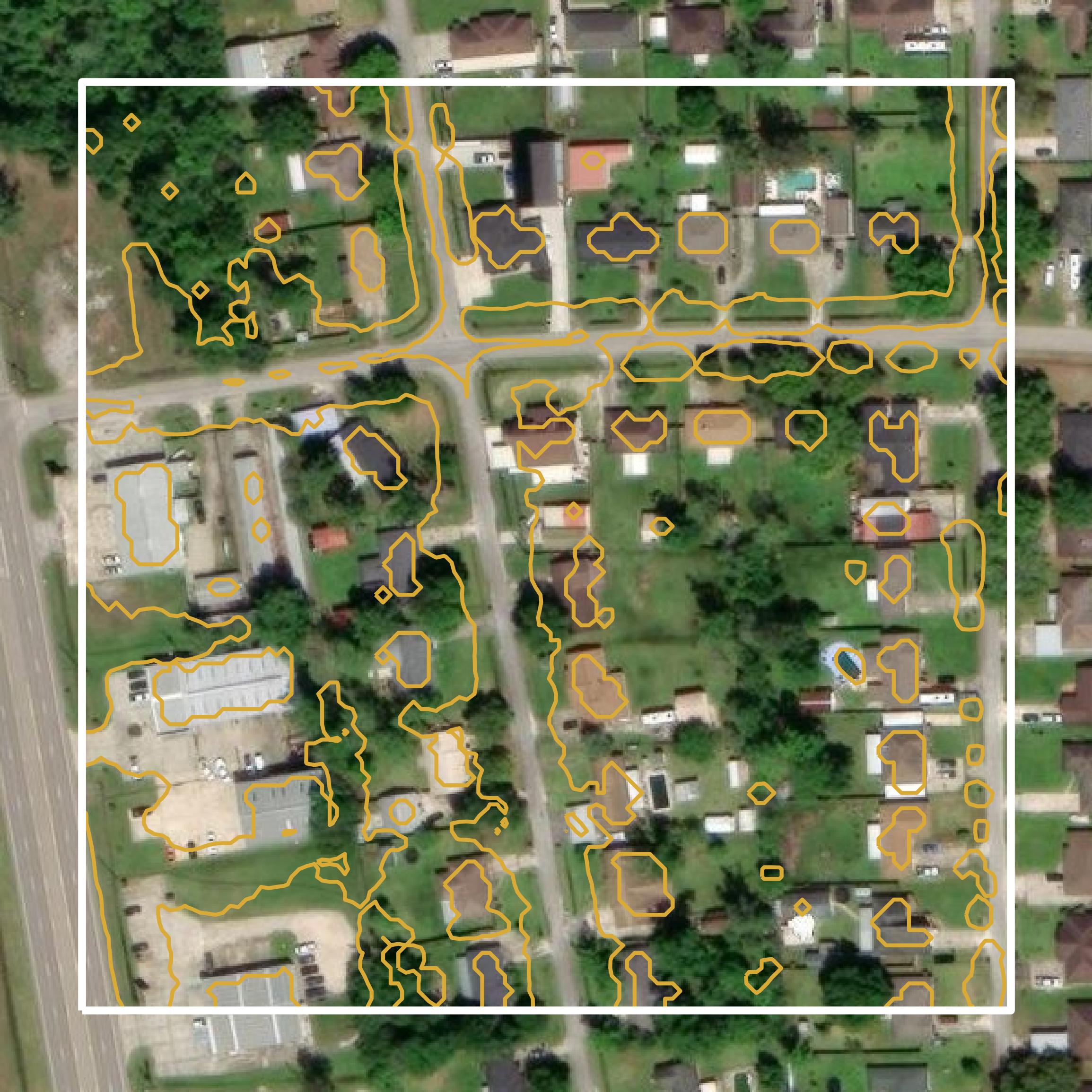 This image shows a contour map in Orange County created using GIS data in Equator.