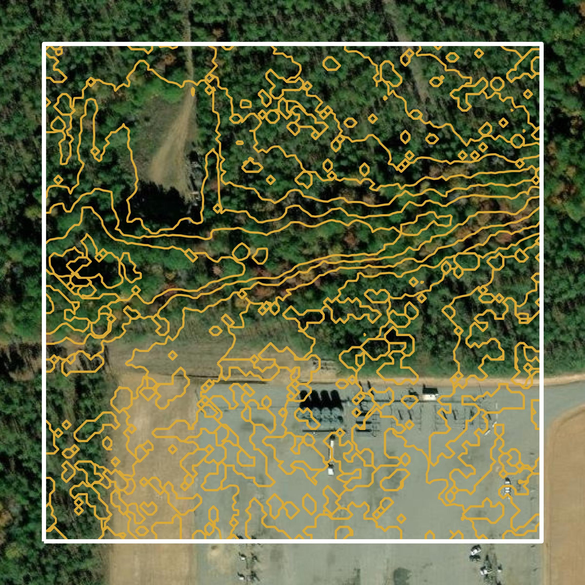 This image shows a contour map in Panola County created using GIS data in Equator.