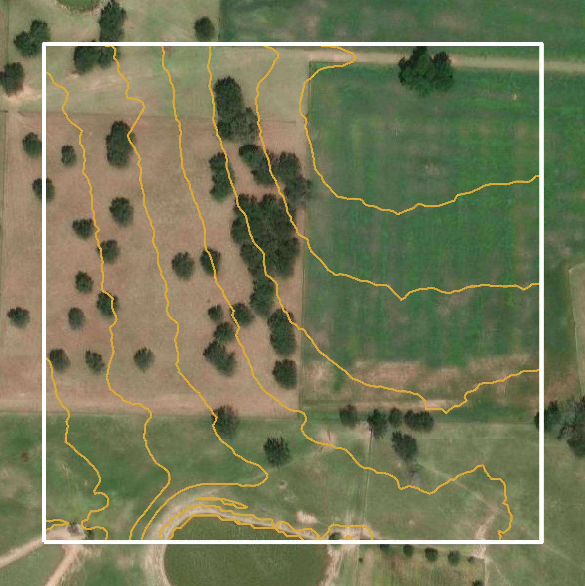 This image shows a contour map in Parker County created using GIS data in Equator.