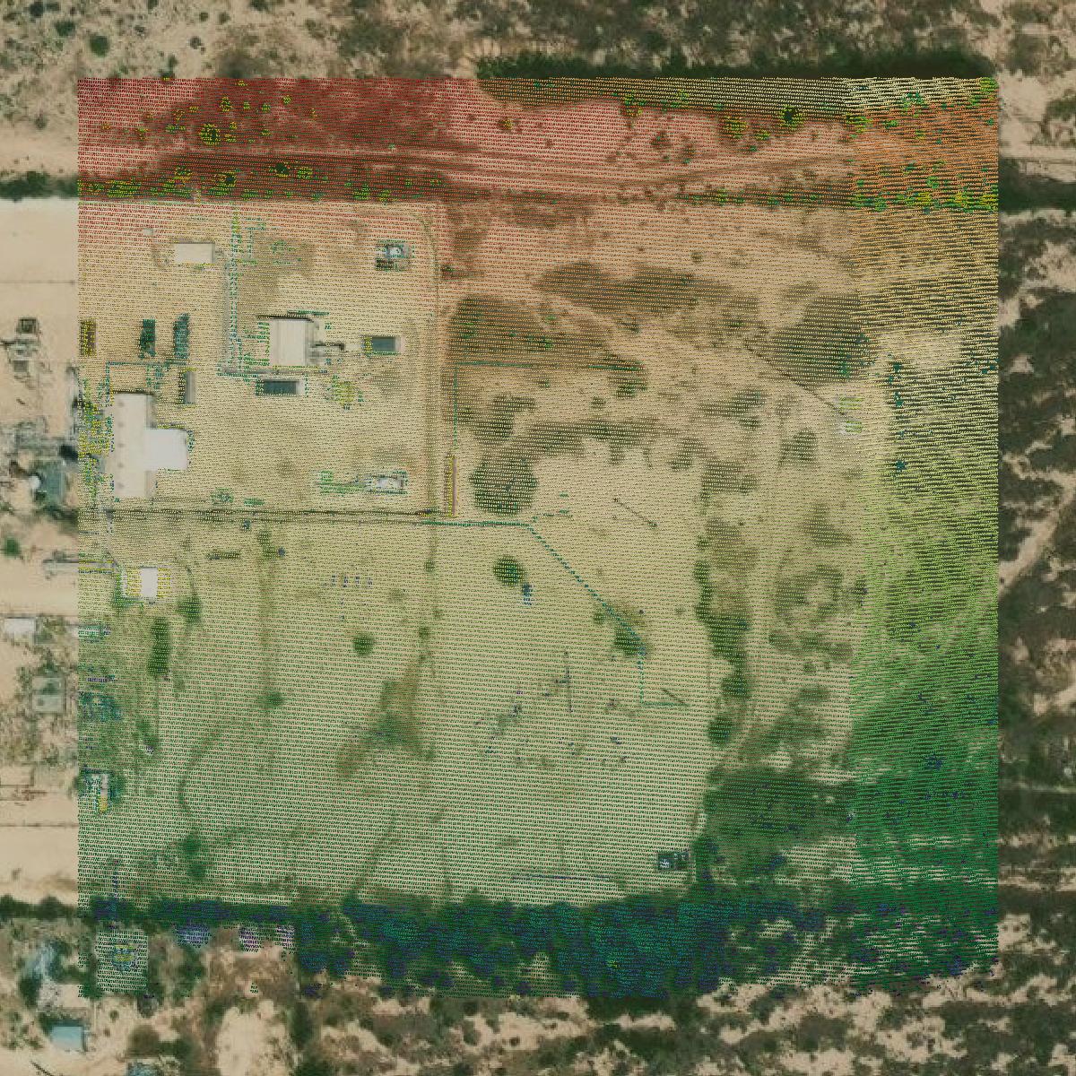 This image shows a LiDAR point cloud in Pecos County created using GIS data in Equator.