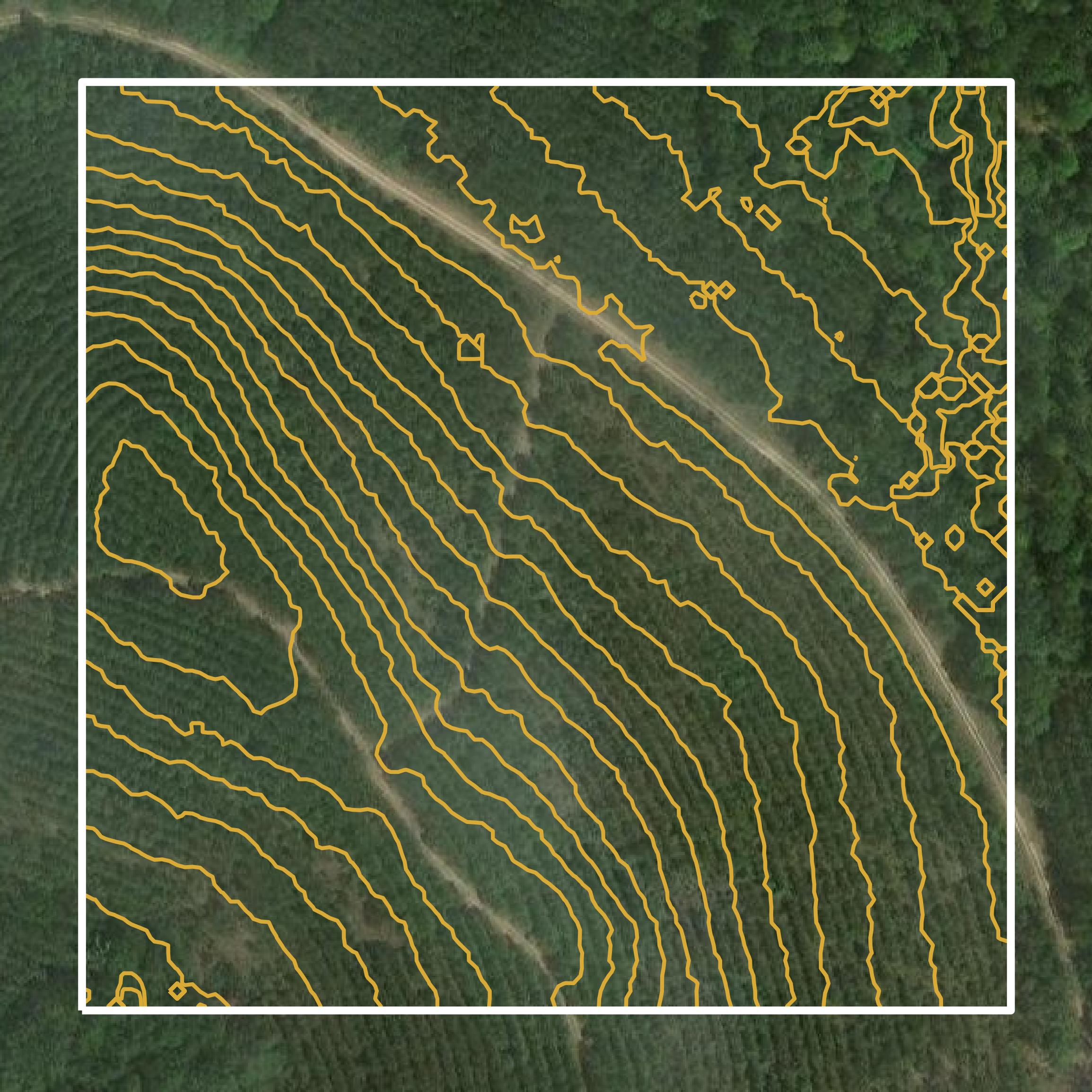 This image shows a contour map in Polk County created using GIS data in Equator.