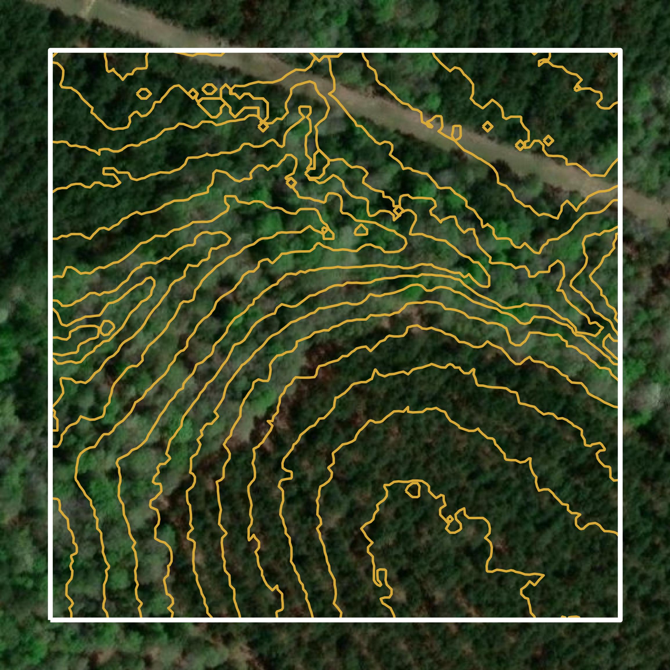 This image shows a contour map in Polk County created using GIS data in Equator.