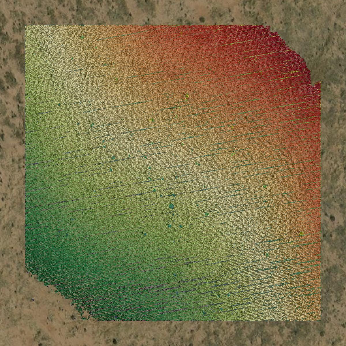 This image shows a LiDAR point cloud in Presidio County created using GIS data in Equator.