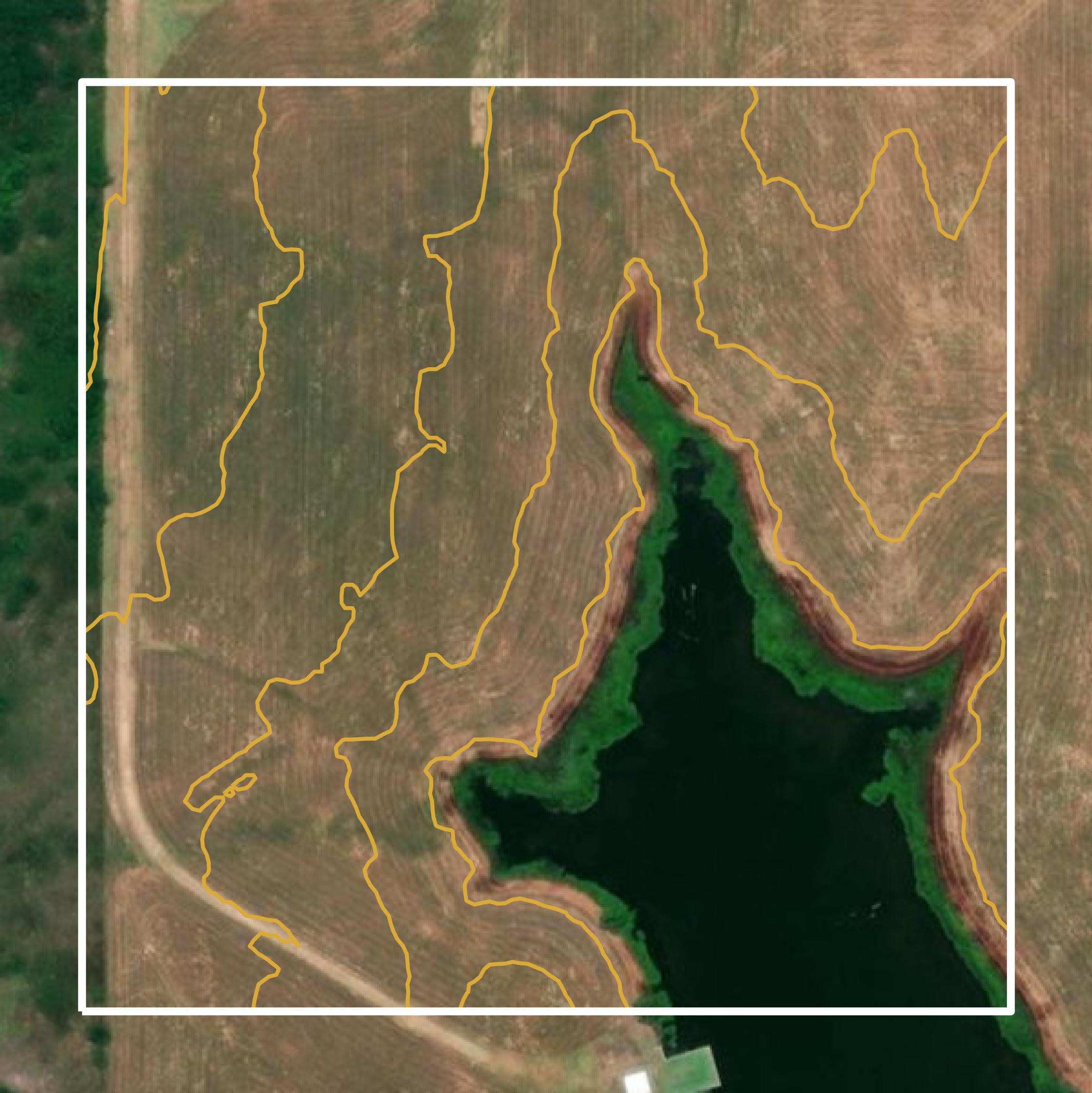 This image shows a contour map in Rains County created using GIS data in Equator.