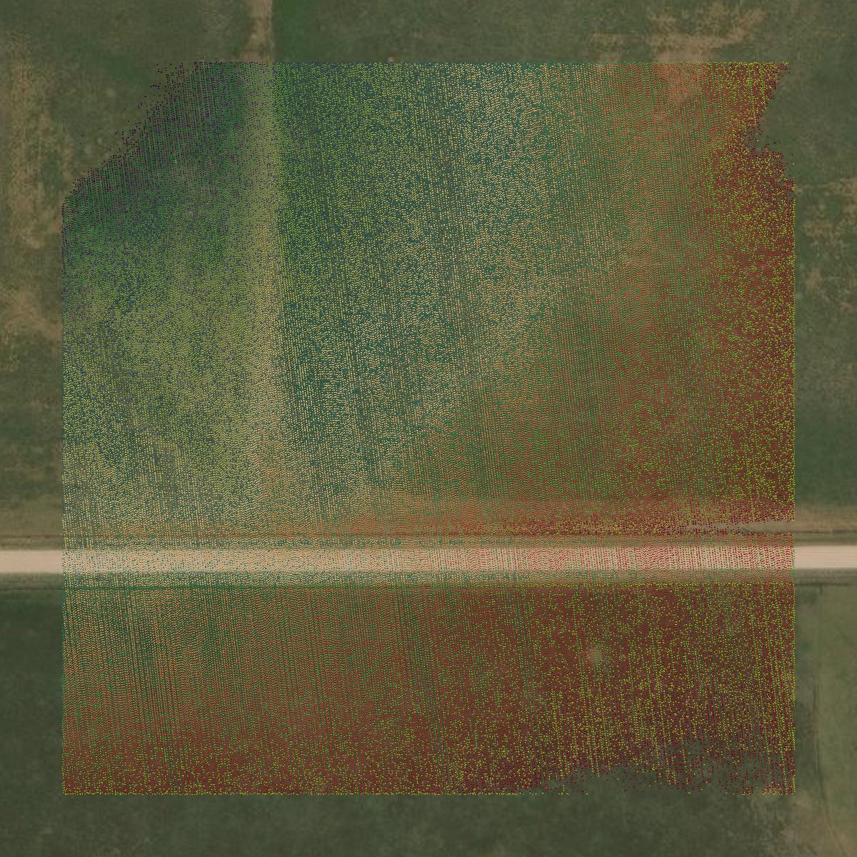 This image shows a LiDAR point cloud in Randall County created using GIS data in Equator.