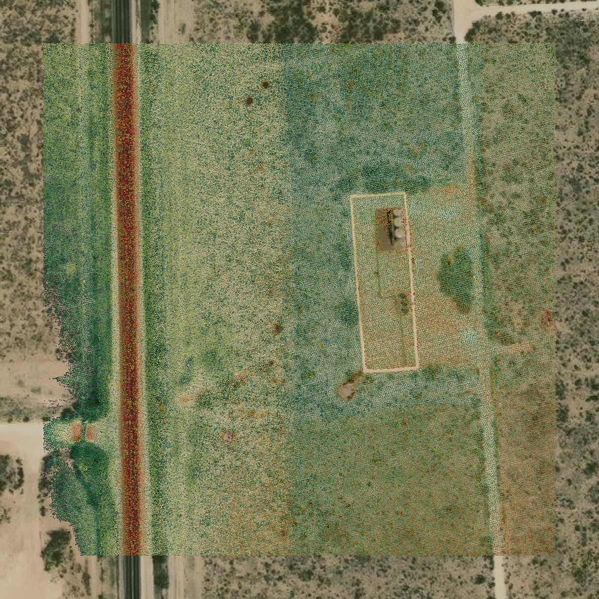 This image shows a LiDAR point cloud in Reagan County created using GIS data in Equator.