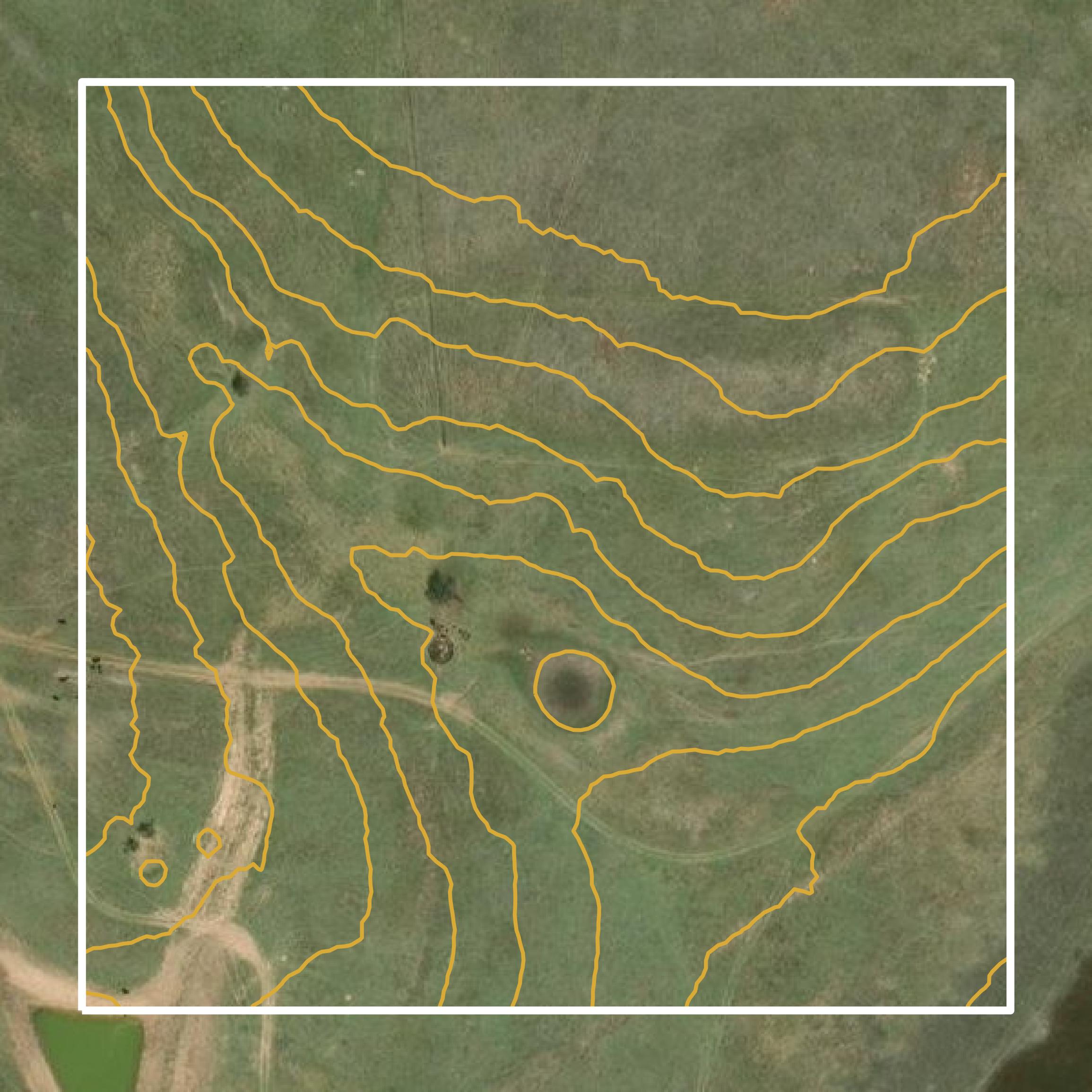 This image shows a contour map in Roberts County created using GIS data in Equator.