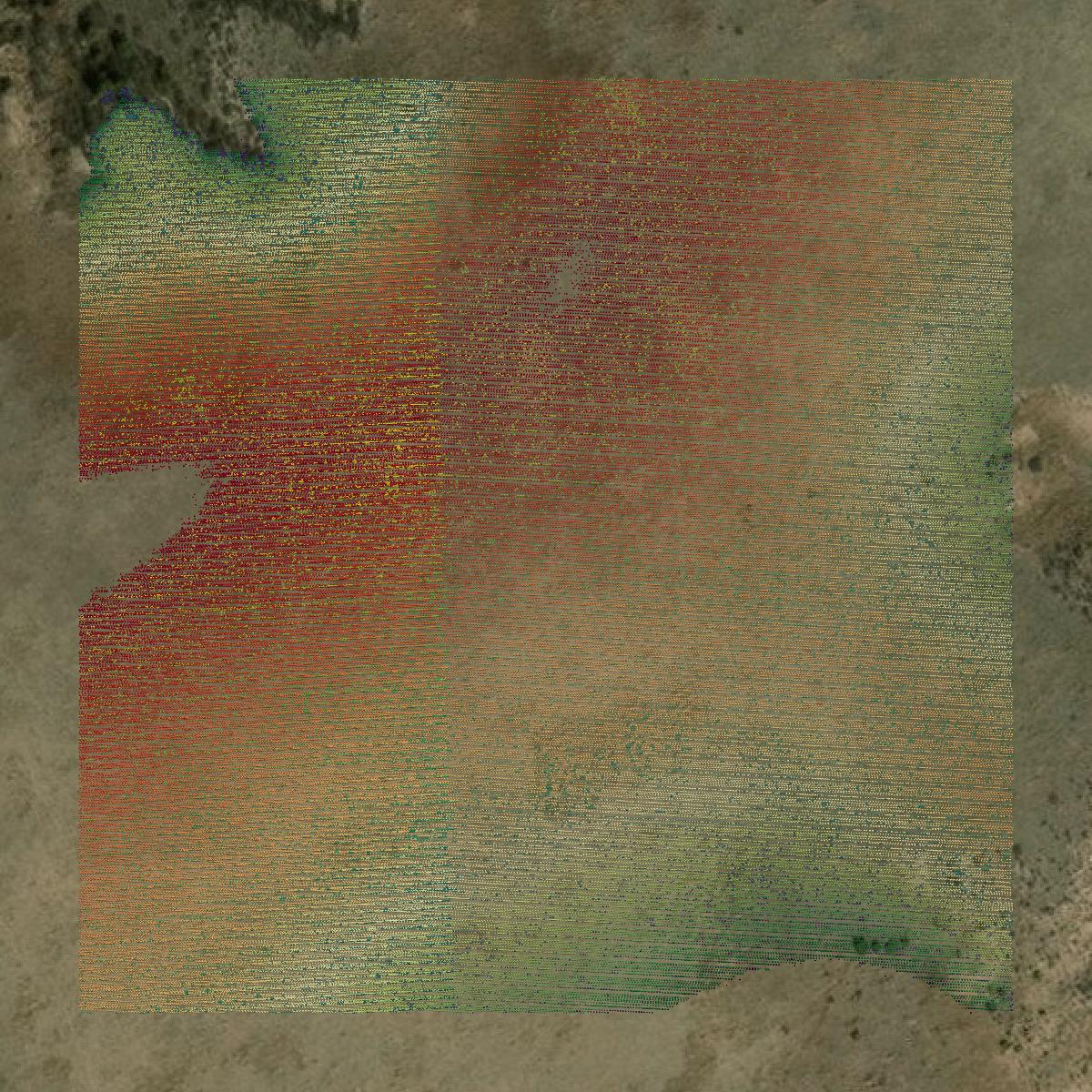 This image shows a LiDAR point cloud in Roberts County created using GIS data in Equator.