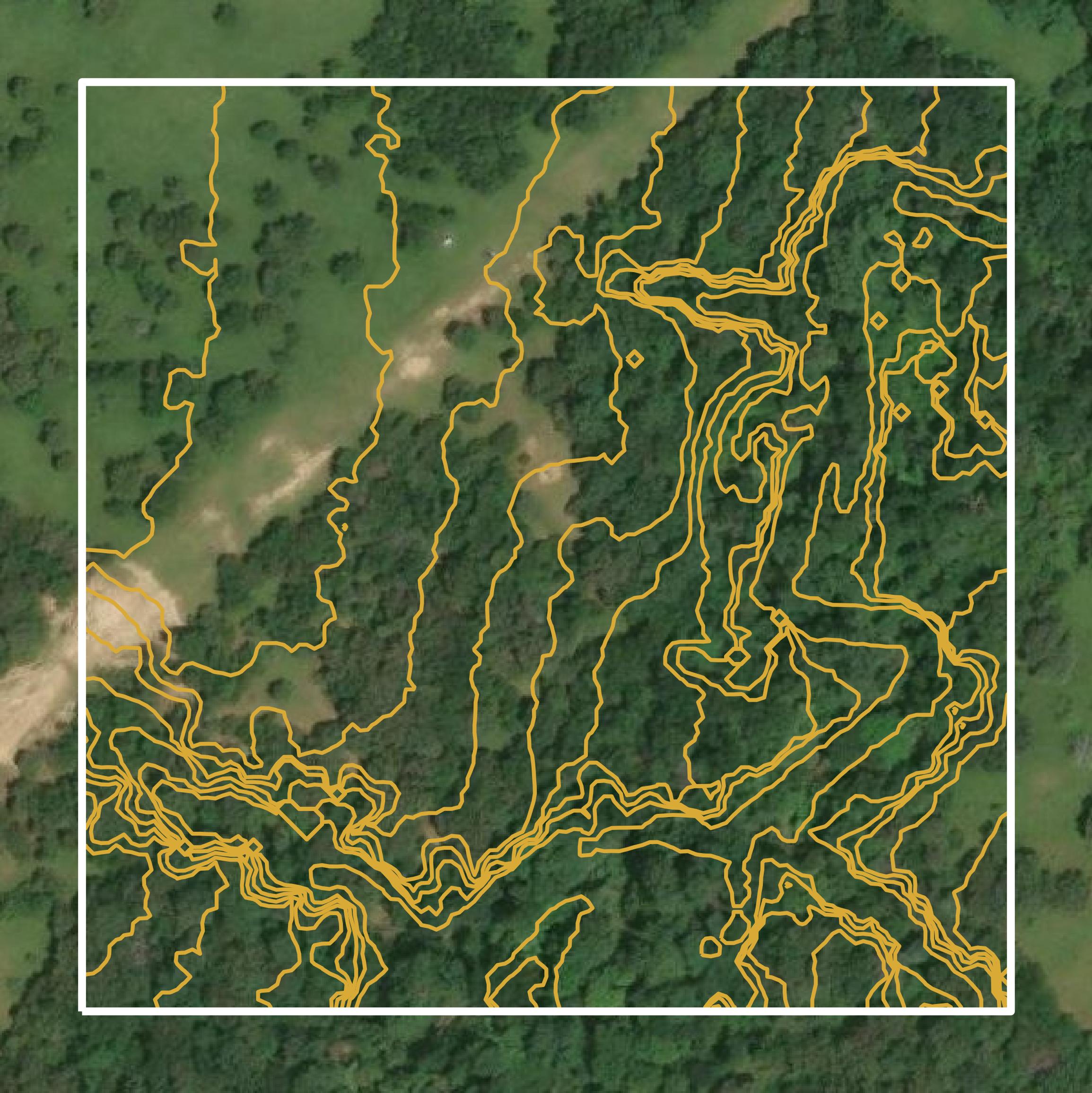 This image shows a contour map in Robertson County created using GIS data in Equator.