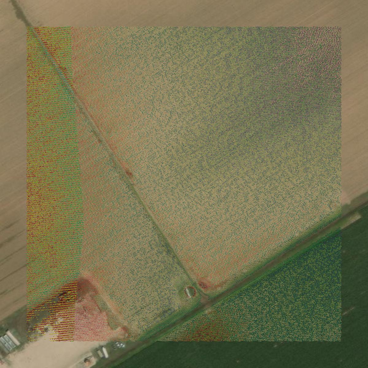 This image shows a LiDAR point cloud in Robertson County created using GIS data in Equator.