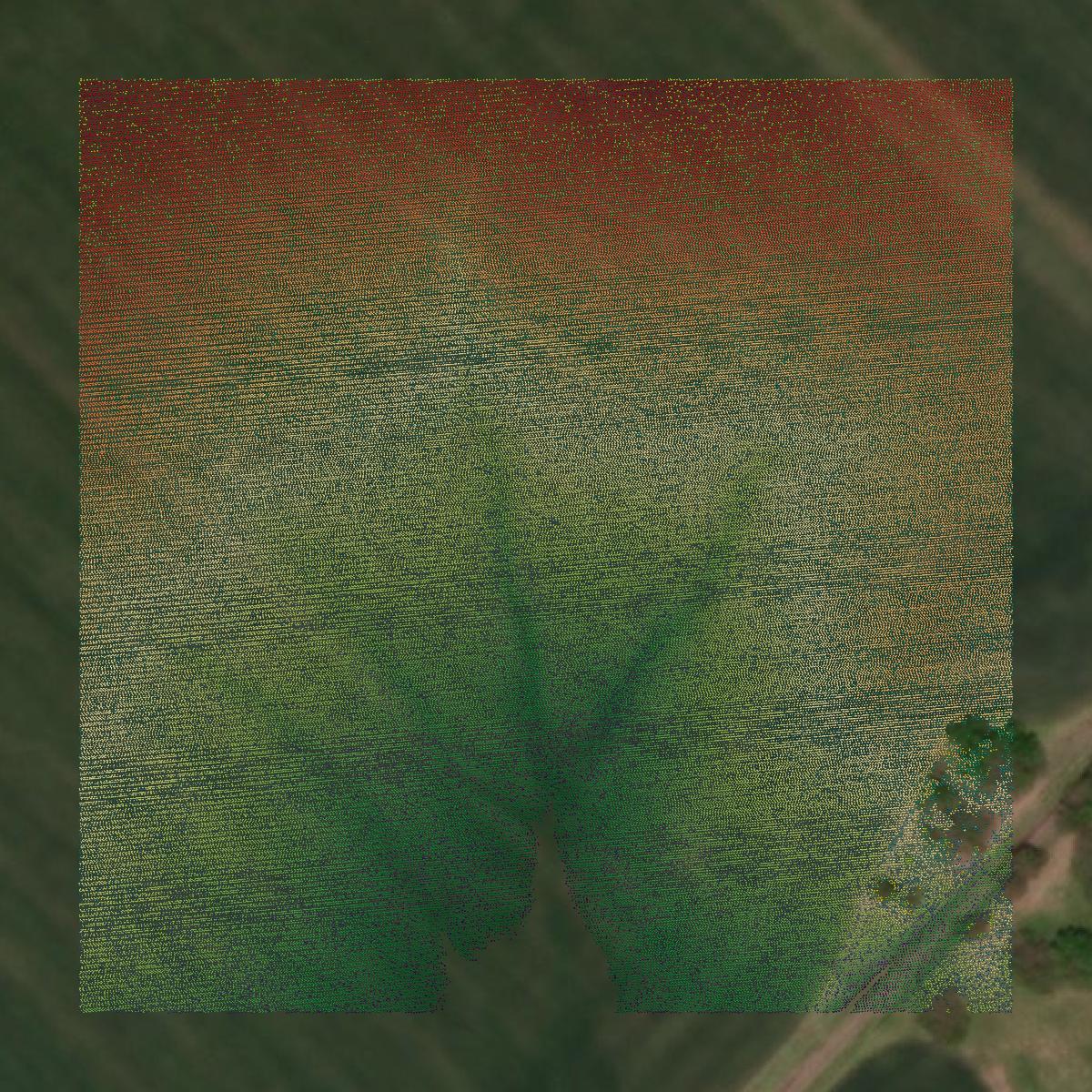 This image shows a LiDAR point cloud in Rockwall County created using GIS data in Equator.