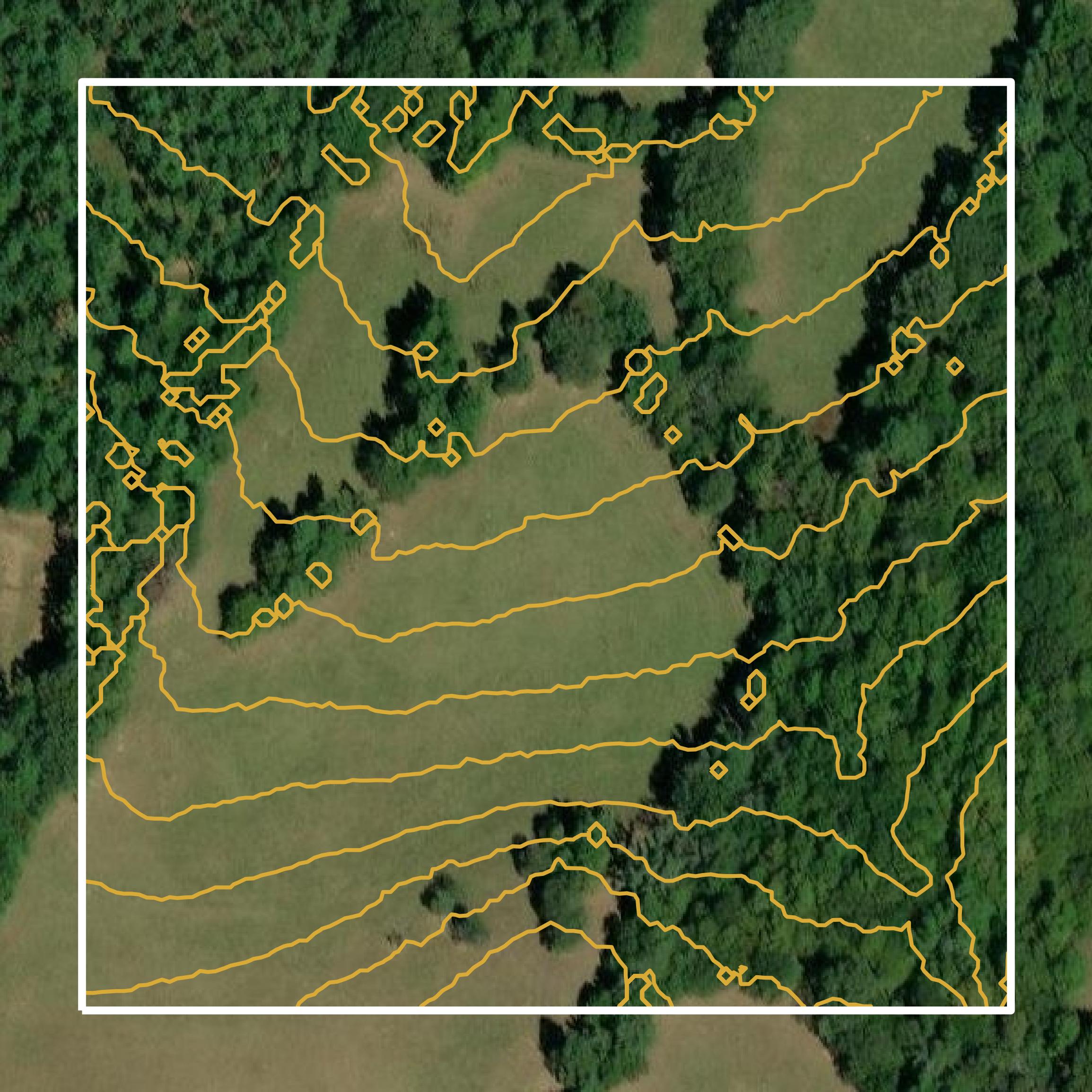 This image shows a contour map in Rusk County created using GIS data in Equator.