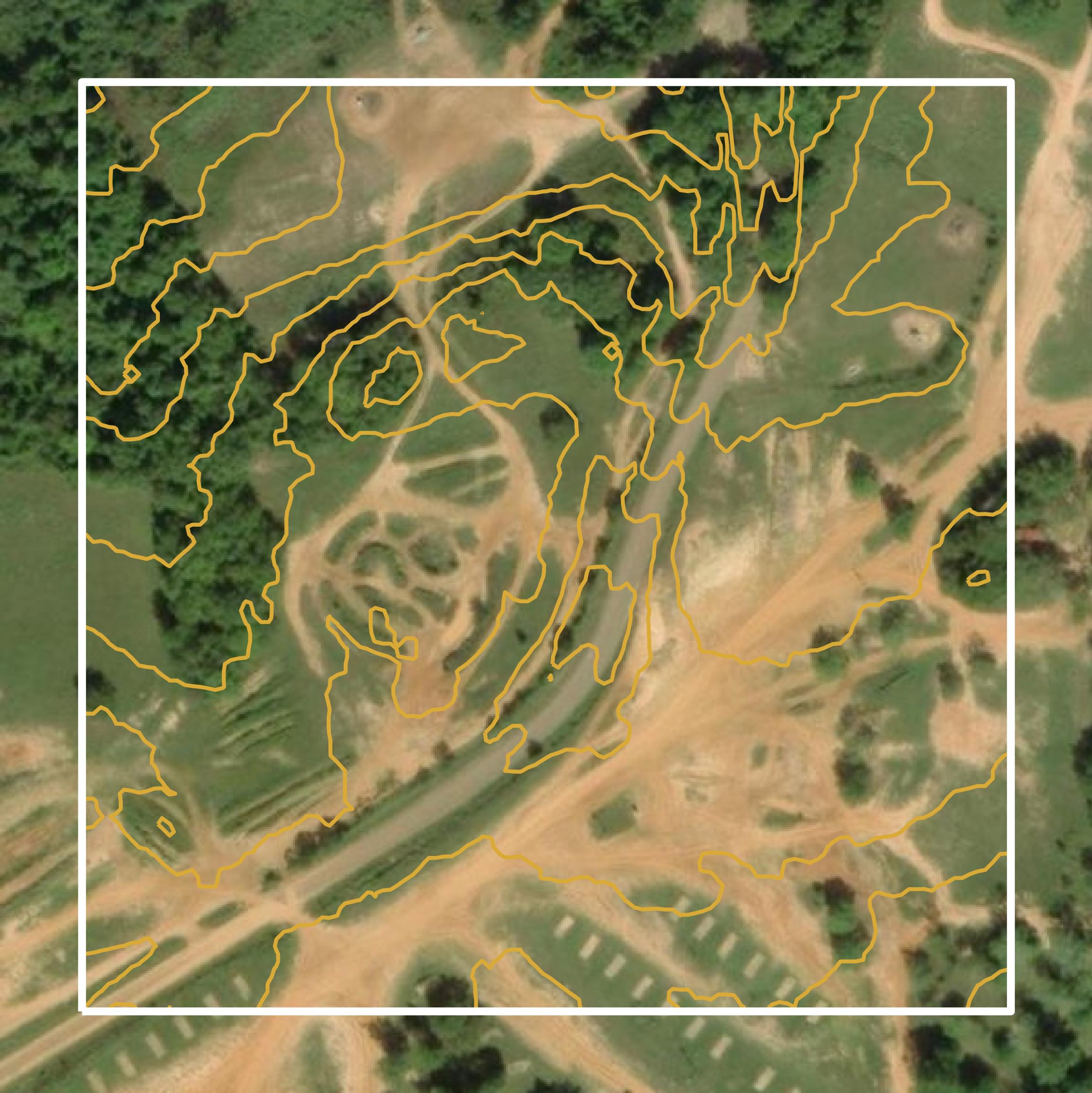 This image shows a contour map in Rusk County created using GIS data in Equator.