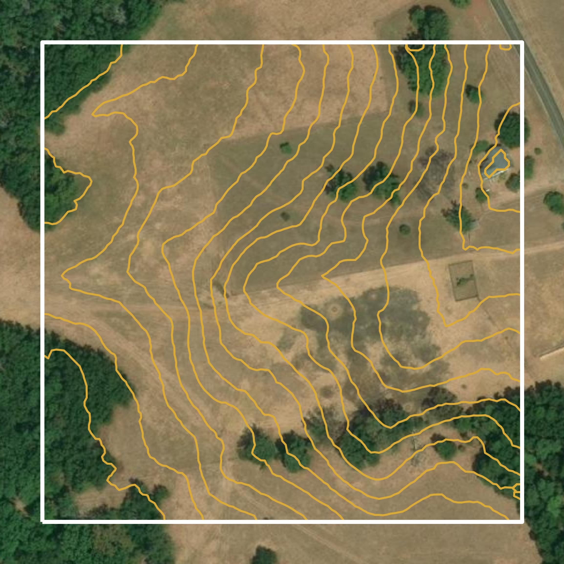 This image shows a contour map in San Augustine County created using GIS data in Equator.