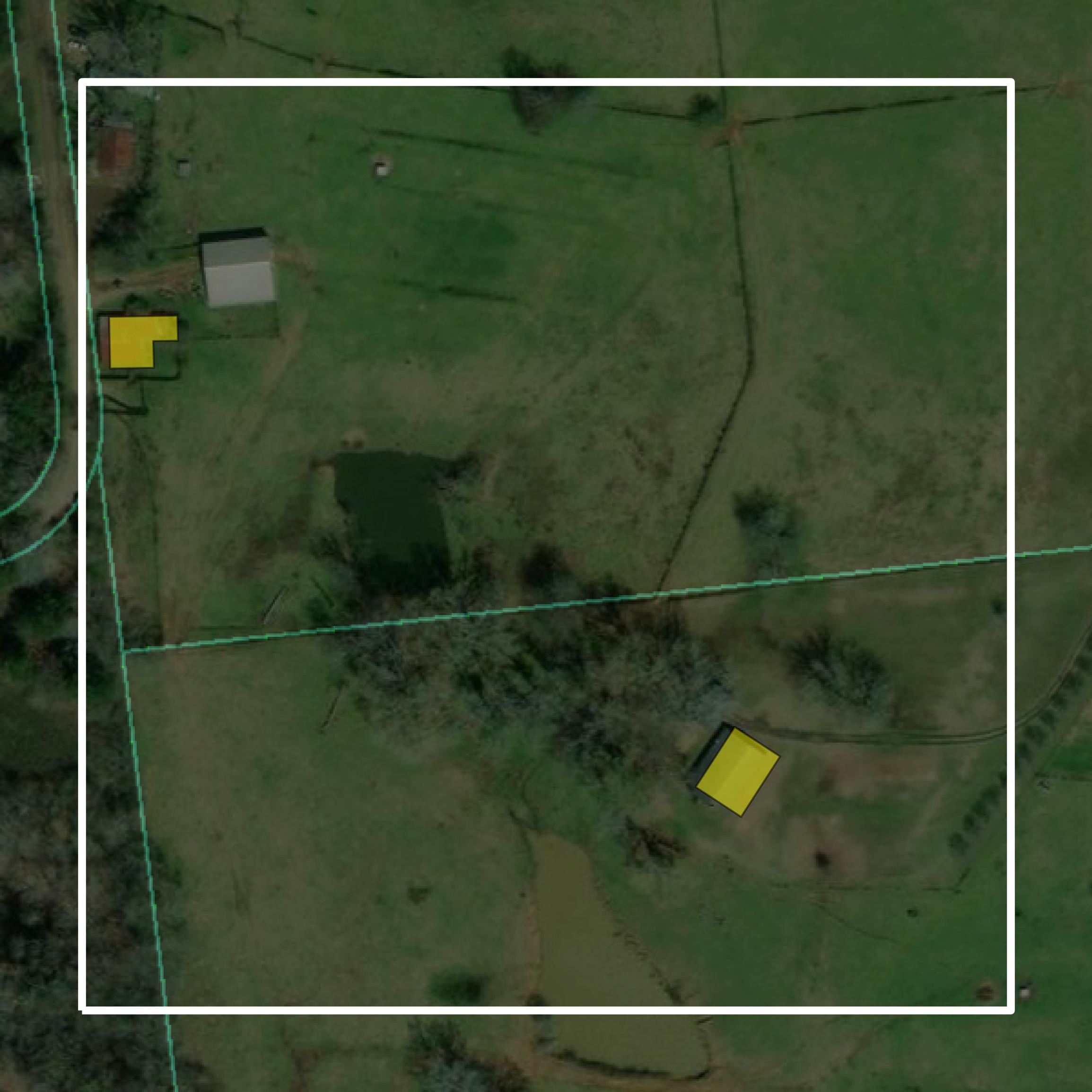 This image shows parcel and building data in San Augustine County created using GIS data in Equator.