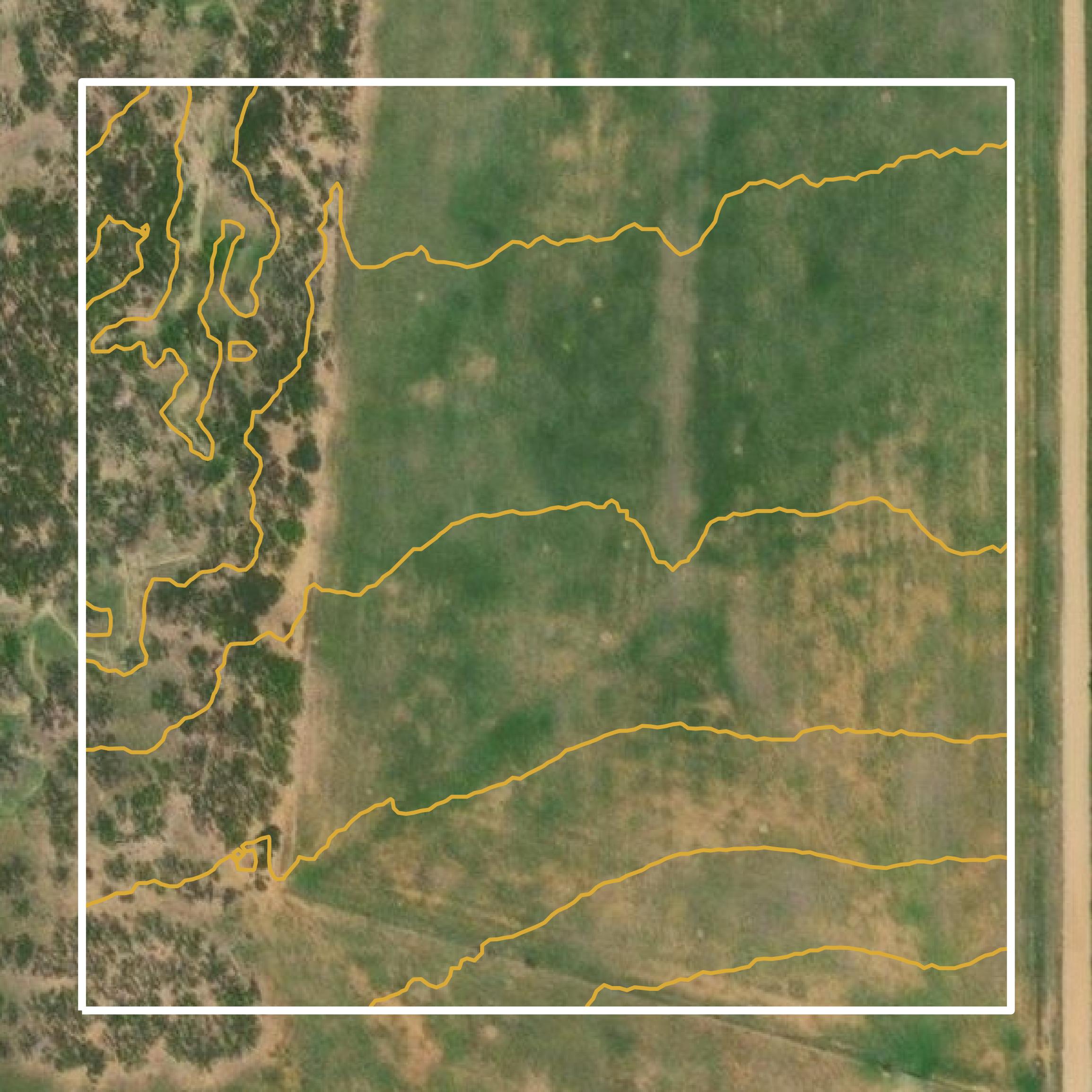 This image shows a contour map in Shackelford County created using GIS data in Equator.