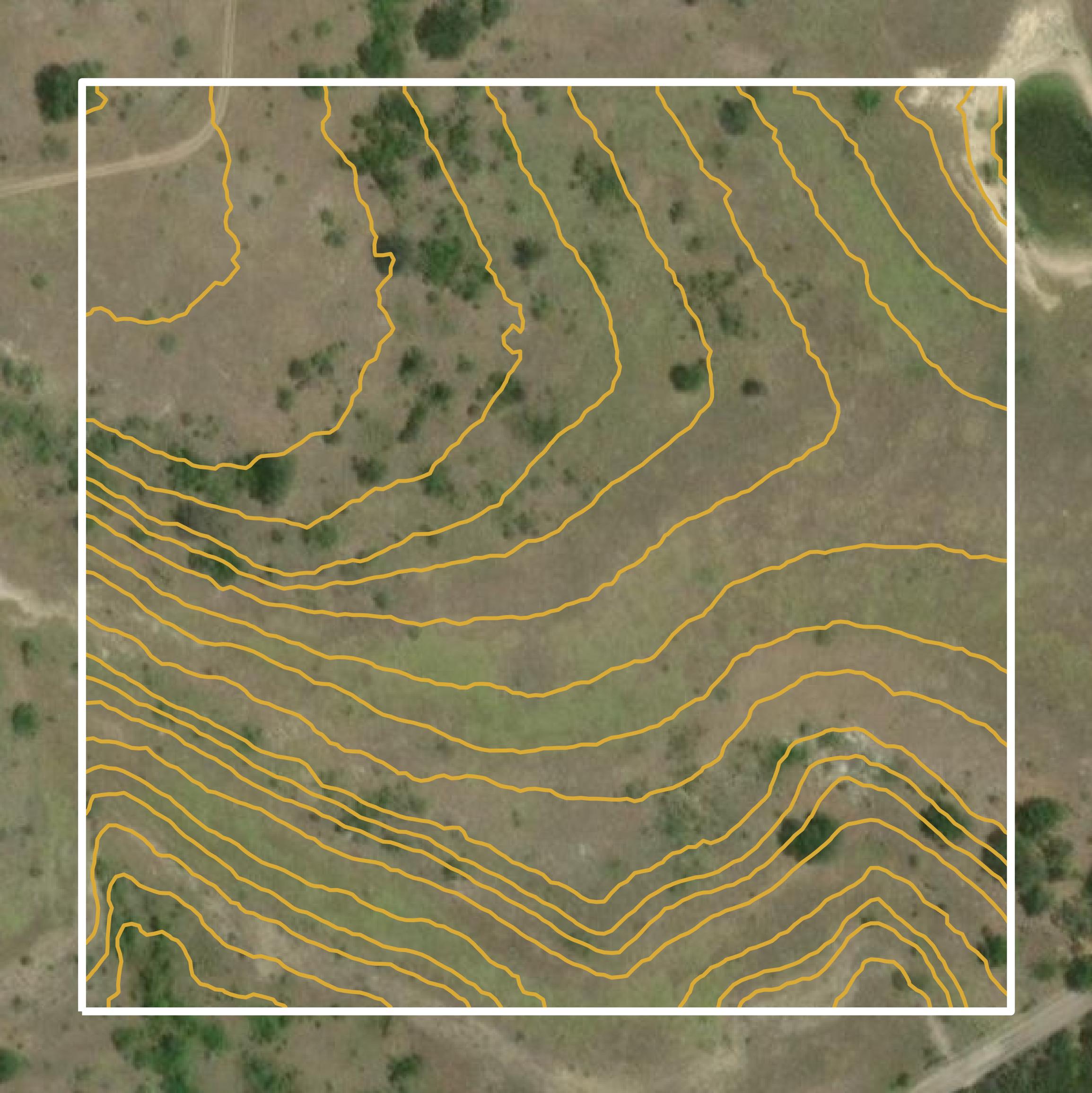This image shows a contour map in Somervell County created using GIS data in Equator.