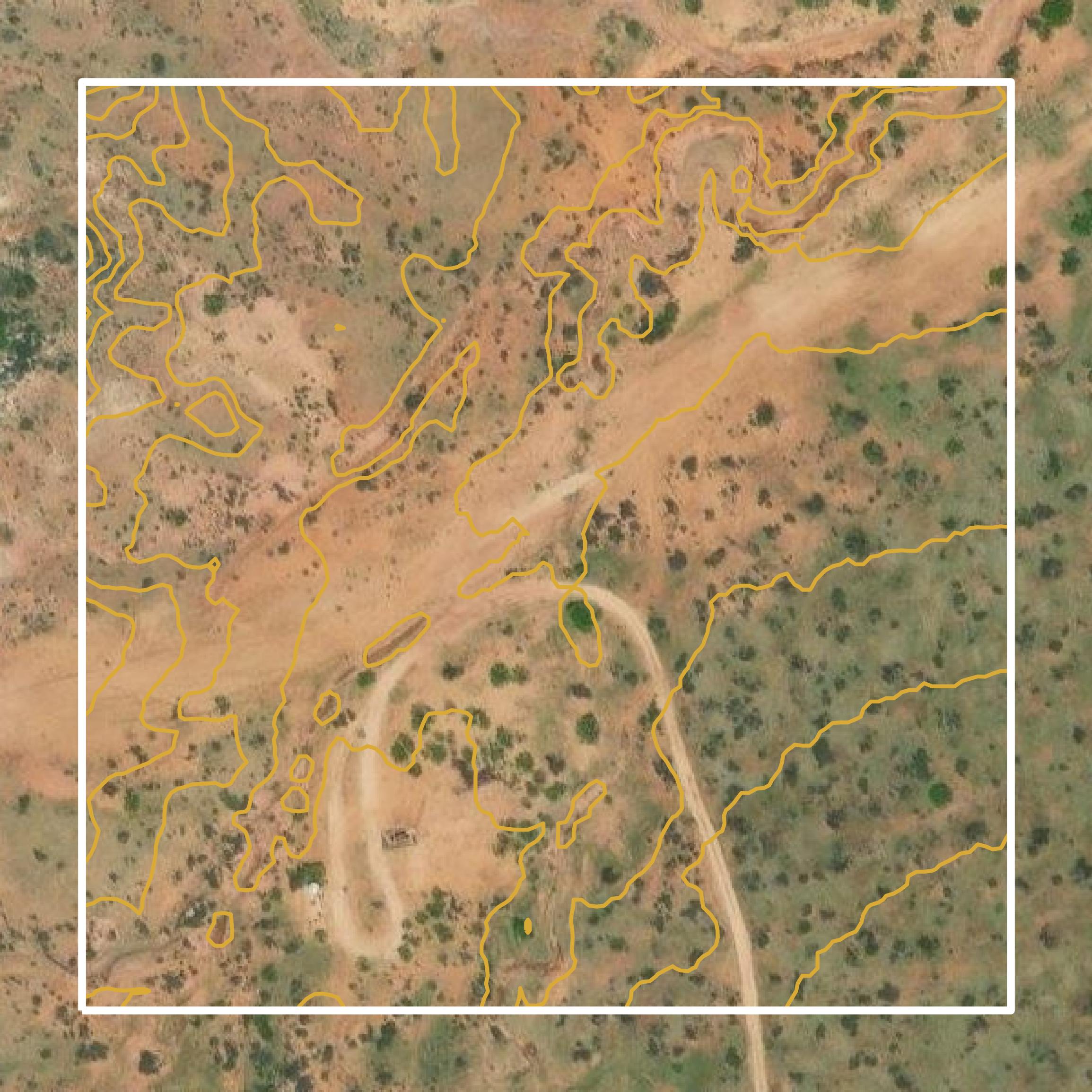 This image shows a contour map in Stephens County created using GIS data in Equator.