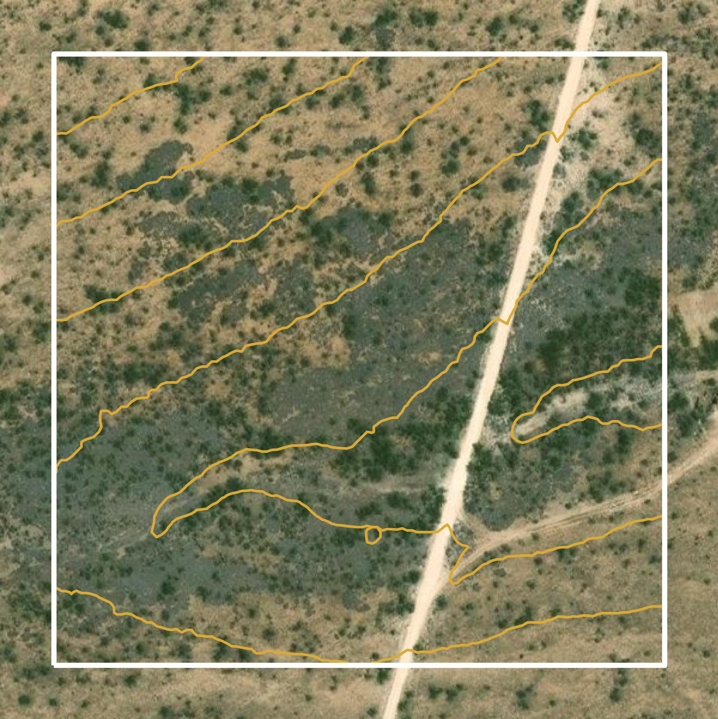 This image shows a contour map in Sterling County created using GIS data in Equator.