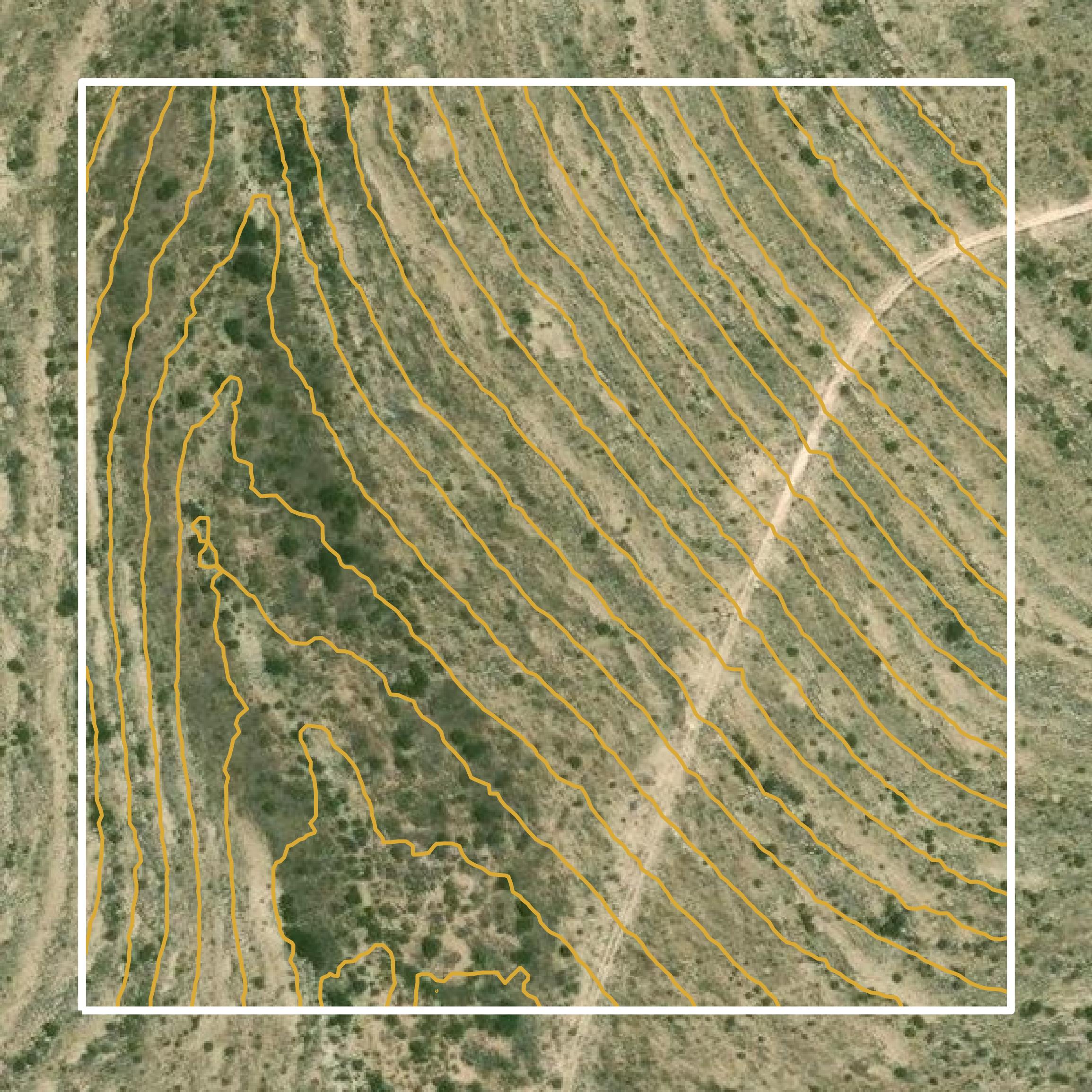 This image shows a contour map in Sterling County created using GIS data in Equator.