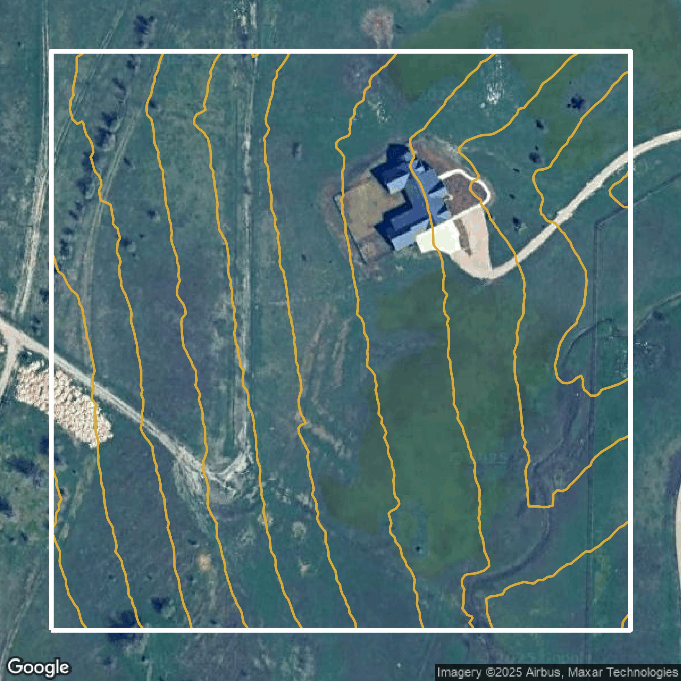 This image shows a contour map in Tarrant County created using GIS data in Equator.